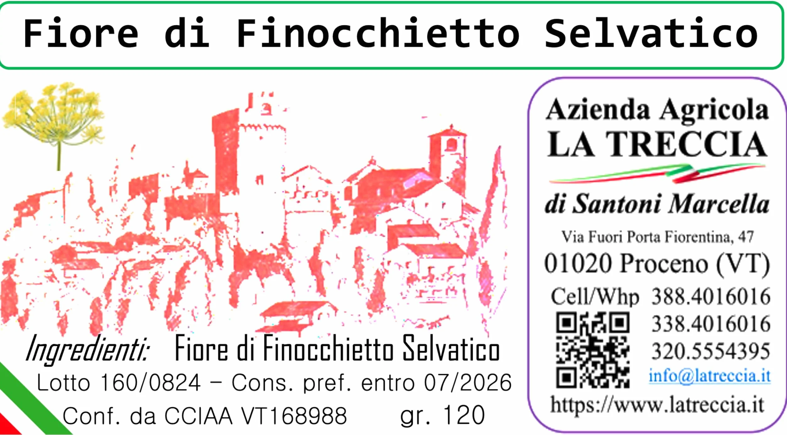 Fiore di Finocchietto Selvatico - 1 conf. da 120gr - Nostra Produzione - Lazio - Italia