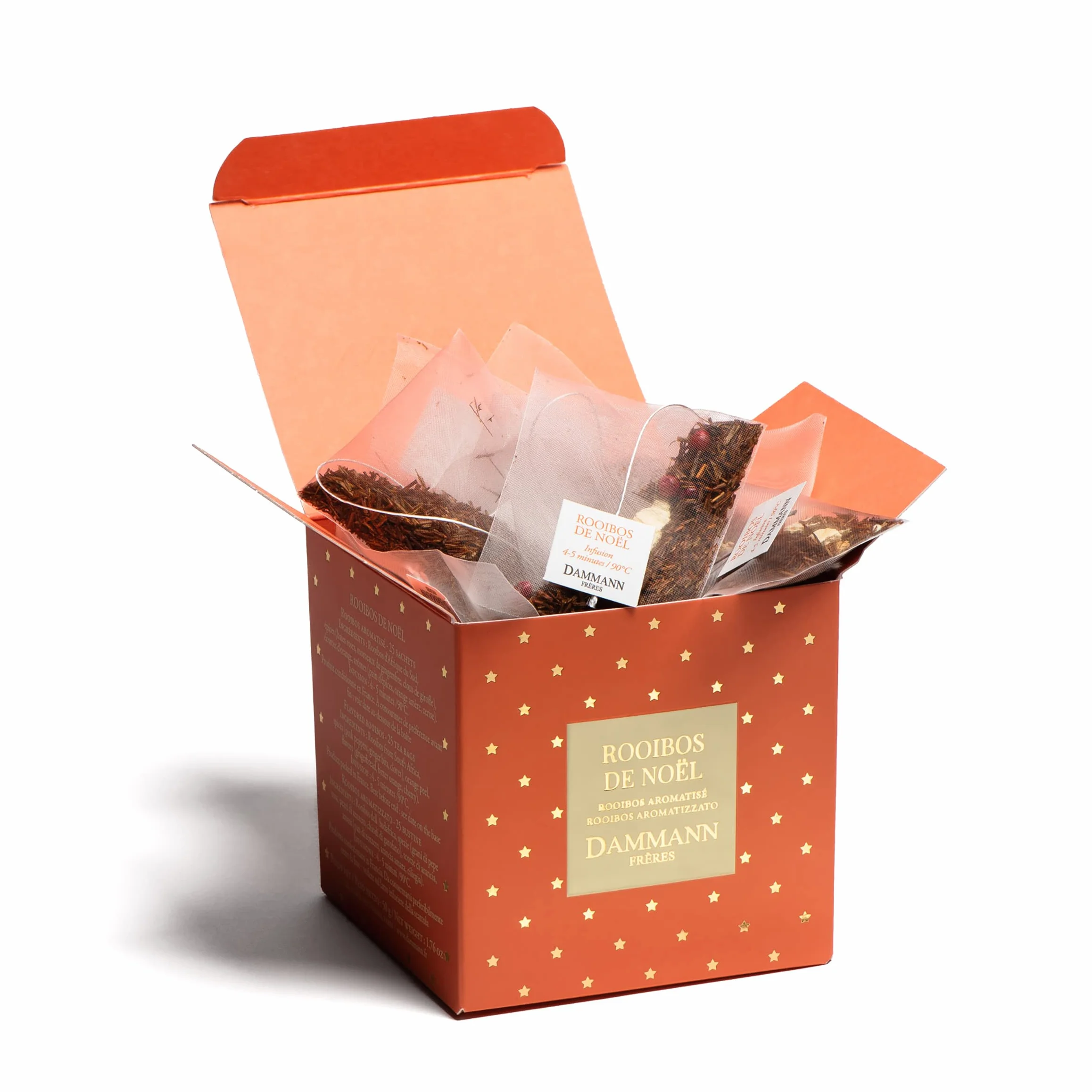 Rooibos Natalizio all'Arancia e Spezie, Gusto Fruttato, Rooibos di Natale in Scatoletta Regalo, 25 Filtri, Tot. 50g, Dammann Frères