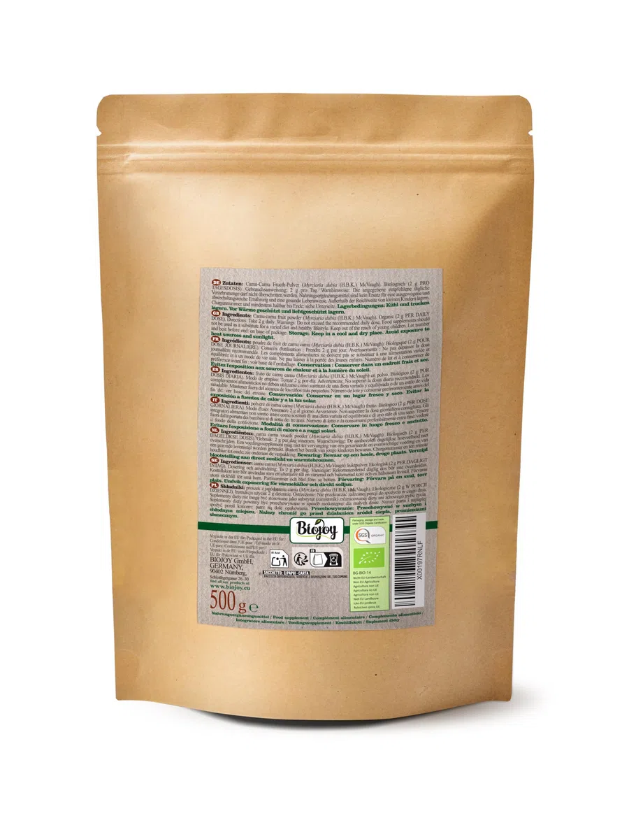 Biojoy Camu Camu BIO in polvere (500 g), Completamente Naturale (Myrciaria dubia)