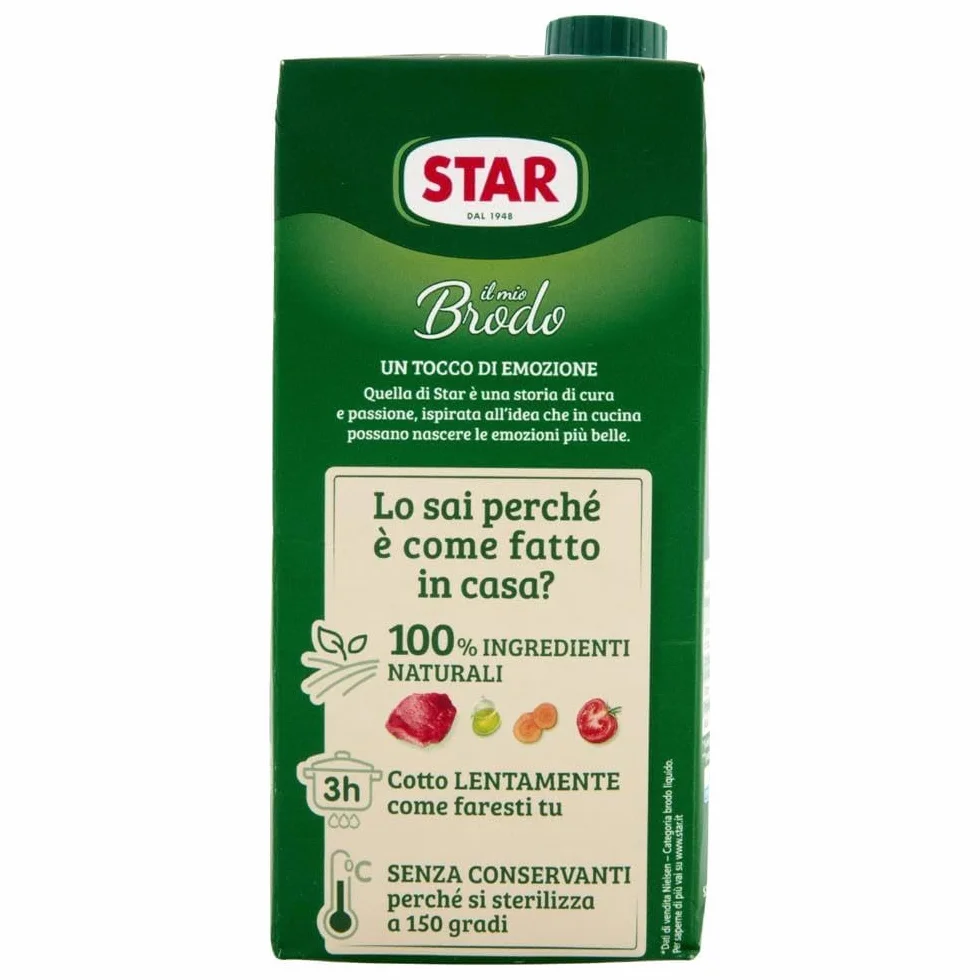 STAR Il Mio Brodo Manzo, 6 x 1 l, brodo liquido pronto, 100% naturale, senza conservanti, senza glutine + Beni Culinari portachiavi gratuito