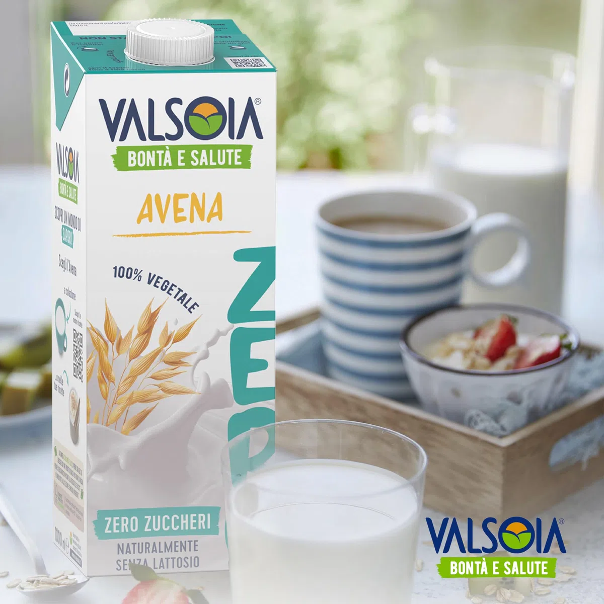 Valsoia - Bevanda Avena Zero Zuccheri, Box da 10 Tetra Brik da 1000 ml, 100% Vegetale, Senza Lattosio, con Calcio e Vitamine, Ideale anche per Vegani e Vegetariani, può Contenere Tracce di Glutine