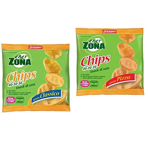 EnerZona Chips Variety Pack ● 10 Buste da 23g ● 5 gusto Classico + 5 gusto Pizza