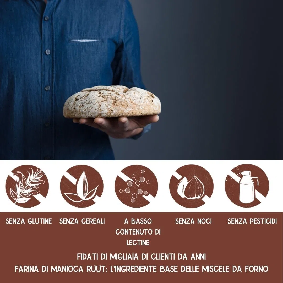 Ruut Miscela di pane senza glutine con farina di manioca | 1x810g | sostituto del grano privo di cereali, additivi e conservanti | paleo, vegano e sostenibile