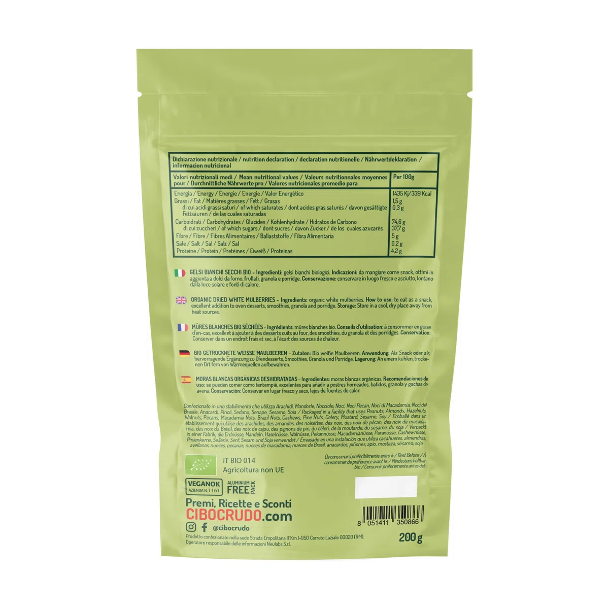 More di Gelso Bianco Biologico - 200g. Da Consumare Come Snack o in Yogurt