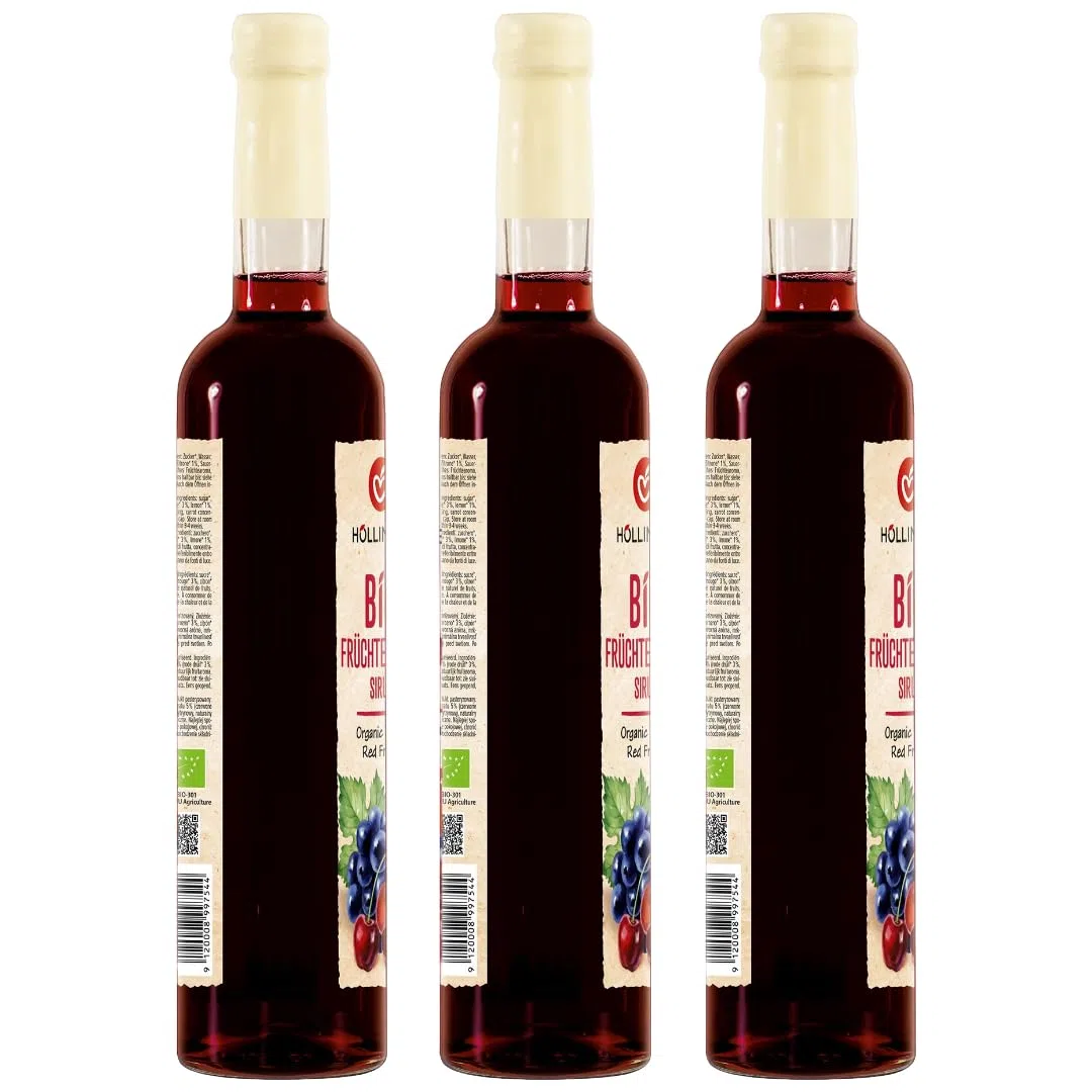 Höllinger Sciroppo Biologico Frutti Rossi, Concentrato 1:9, Confezione da 3 Bottiglie da 500ml