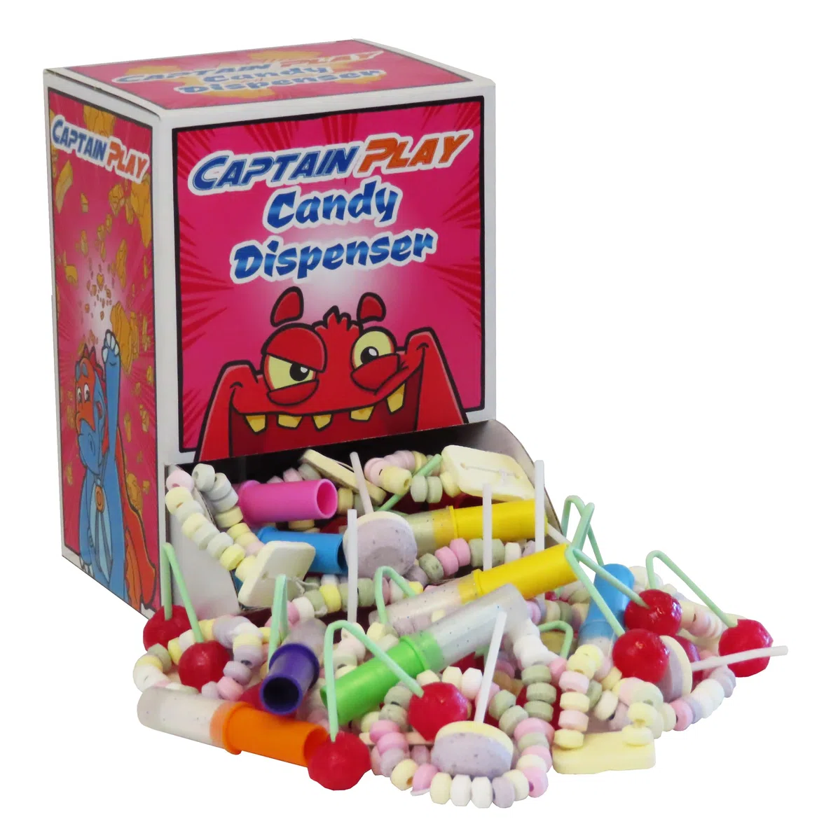 CAPTAIN PLAY Dispenser di Caramelle, 600g Candy Box, Distributore di Dolci Retrò, 50 Pezzi incartato singolarmente, Distributore Caramelle