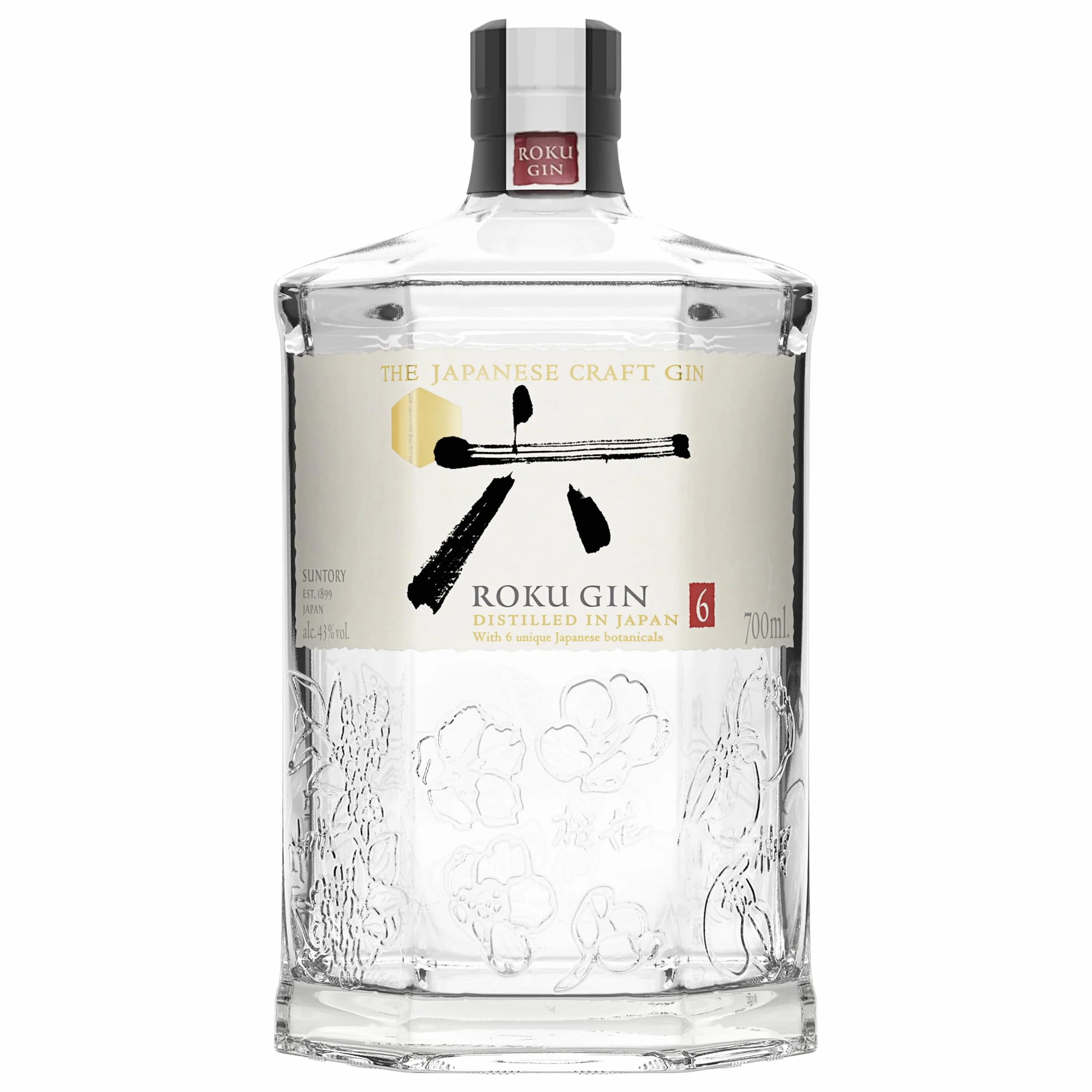 Roku Gin, Gin Artigianale Giapponese, Equilibrato nei Sapori e Multistrato - Composto da 6 Botaniche 43% Vol. - Bottiglia da 700ml