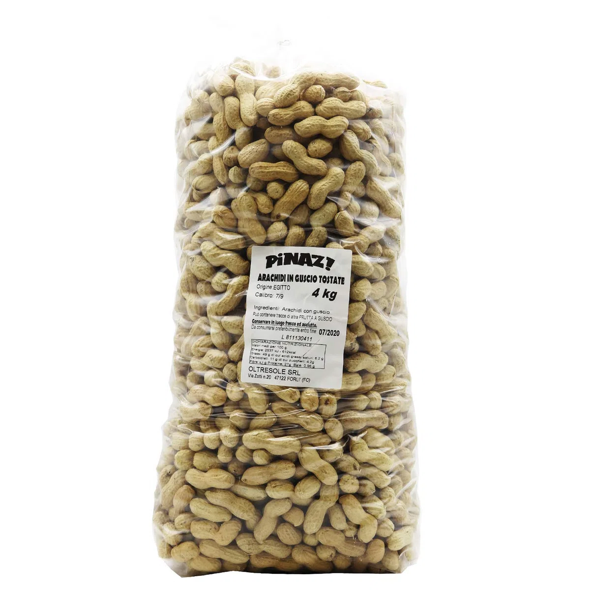 Oltresole - Arachidi Tostate Senza Sale con Guscio 4 Kg - frutta secca in guscio selezionata, formato convenienza per aperitivi e feste