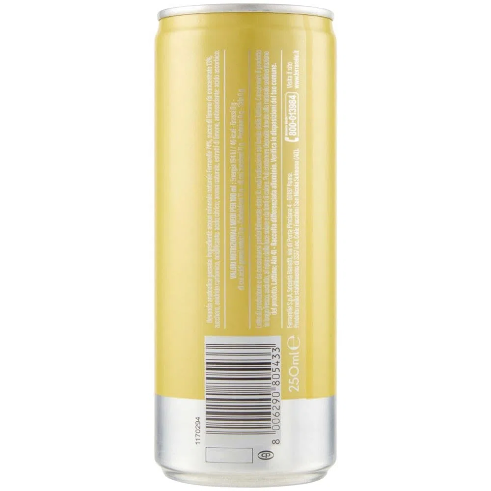 Ferrarelle Limonata Bibita Analcolica Gassata Lattina 250ml (2024) [CAIYA® BOX da 12 Lattine]