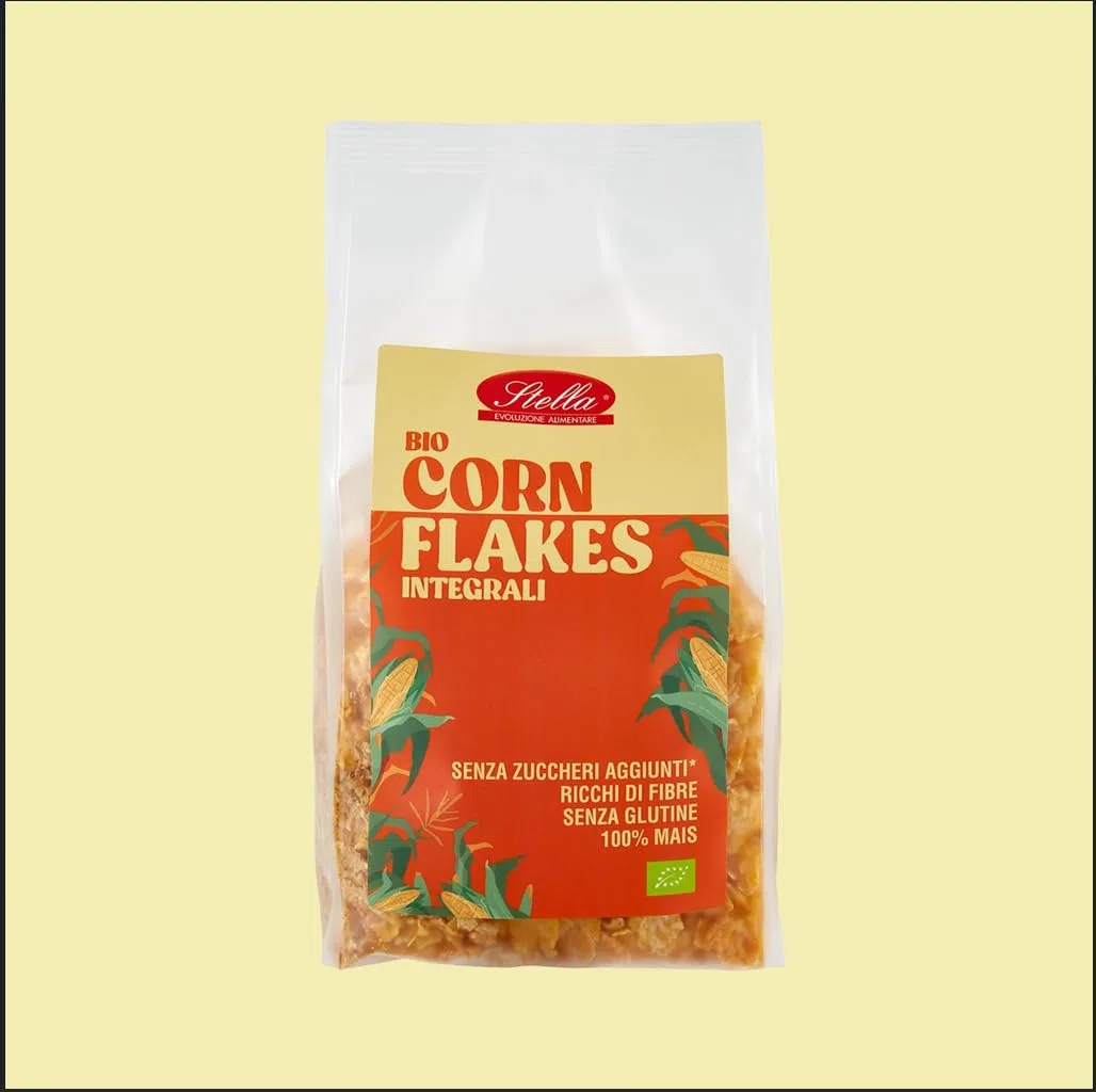 Stella Corn Flakes Integrali BIO Senza Glutine - 8 confezioni da 300g - Senza Zuccheri Aggiunti, 100% Mais