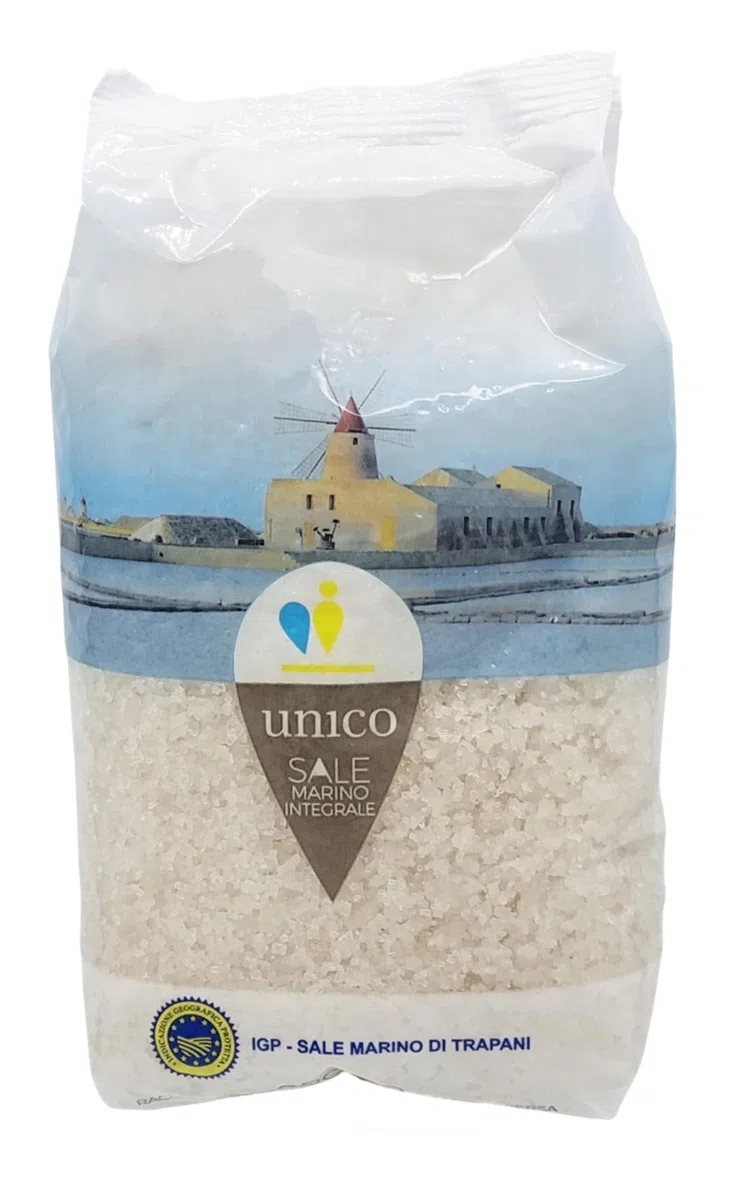 Sicilia Bedda - SALE MARINO DI TRAPANI INTEGRALE - SOSALT - 12 KG (12 Confezioni da 1 KG, UNICO INTEGRALE GROSSO IGP)