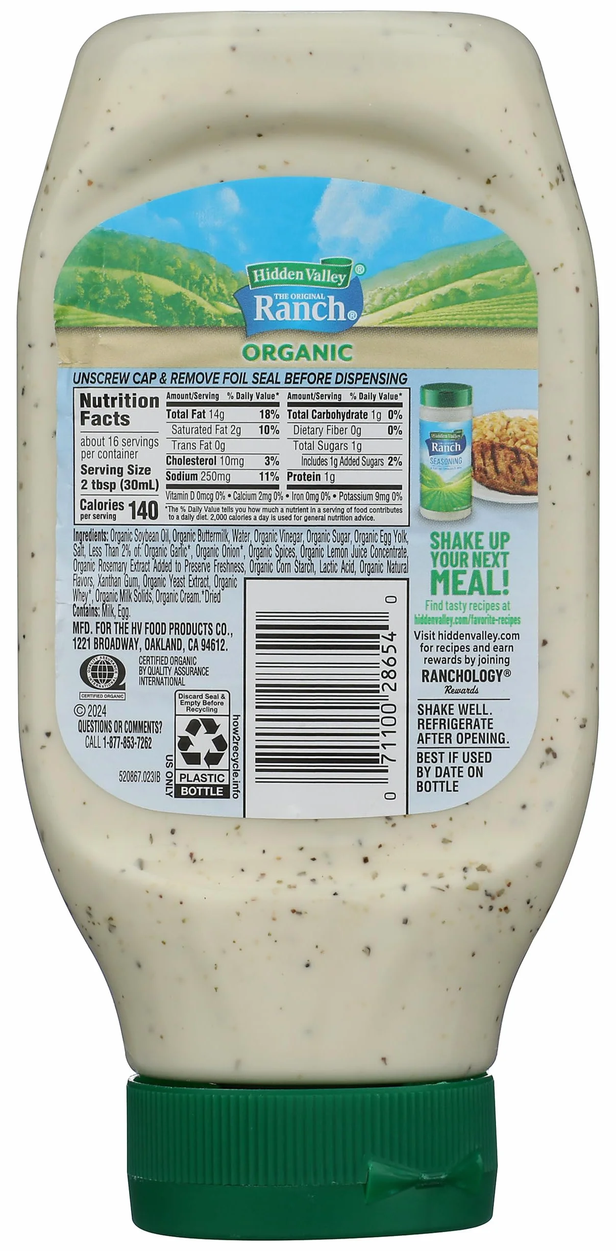 Hidden Valley The Original Ranch Dressing, Organic, 16 Ounce