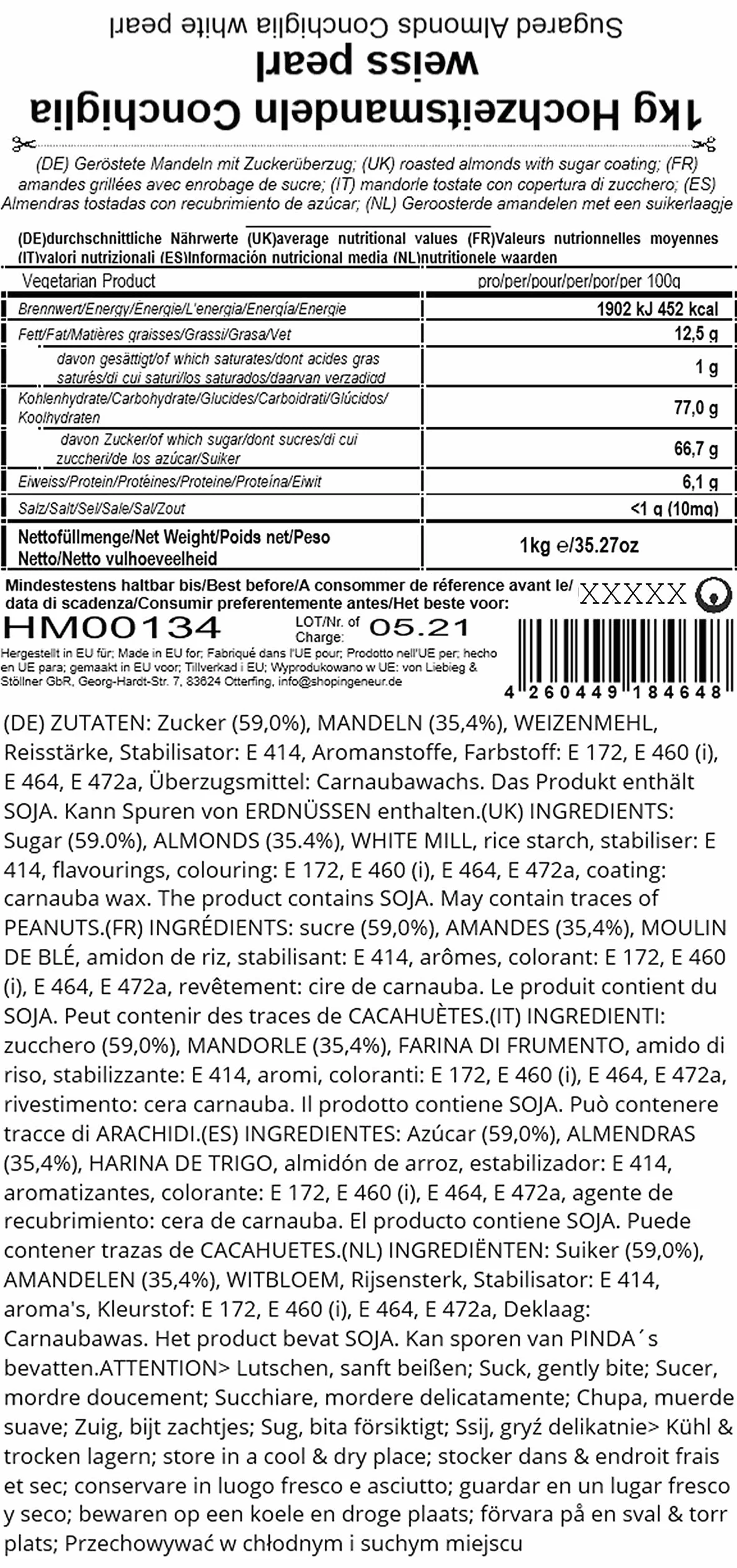 EinsSein Confetti di Mandorla Matrimonio Conchiglia bianco perla 1kg | 250 pezzzo Confettata per Comunione Battesimo Cresima Nascita e Laurea | Decorazioni Bomboniere per Bimba Cuoricini