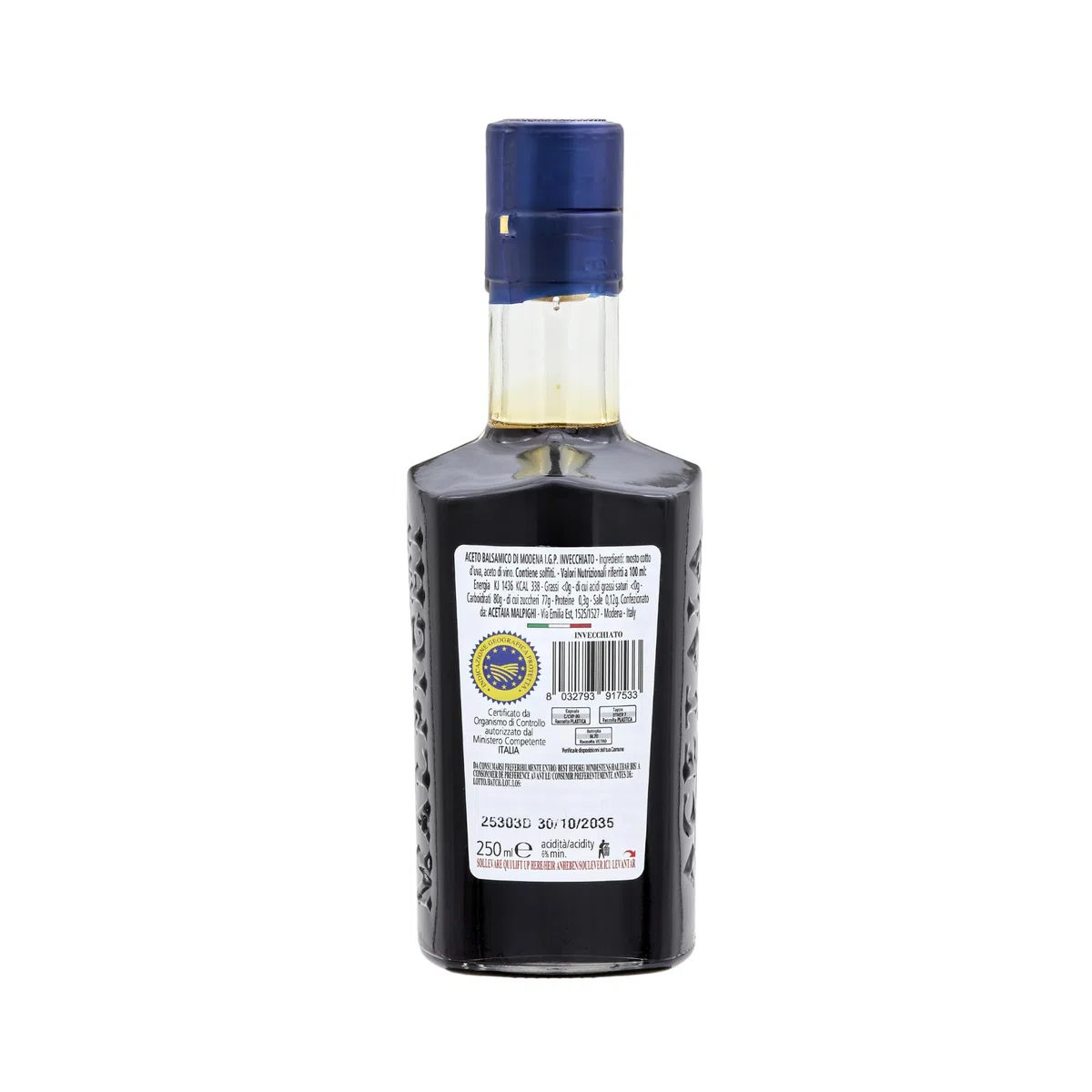 Acetaia Malpighi – Aceto Balsamico di Modena IGP Invecchiato – 250 ml – 100% Naturale Senza Caramello – Da Uve Tardive
