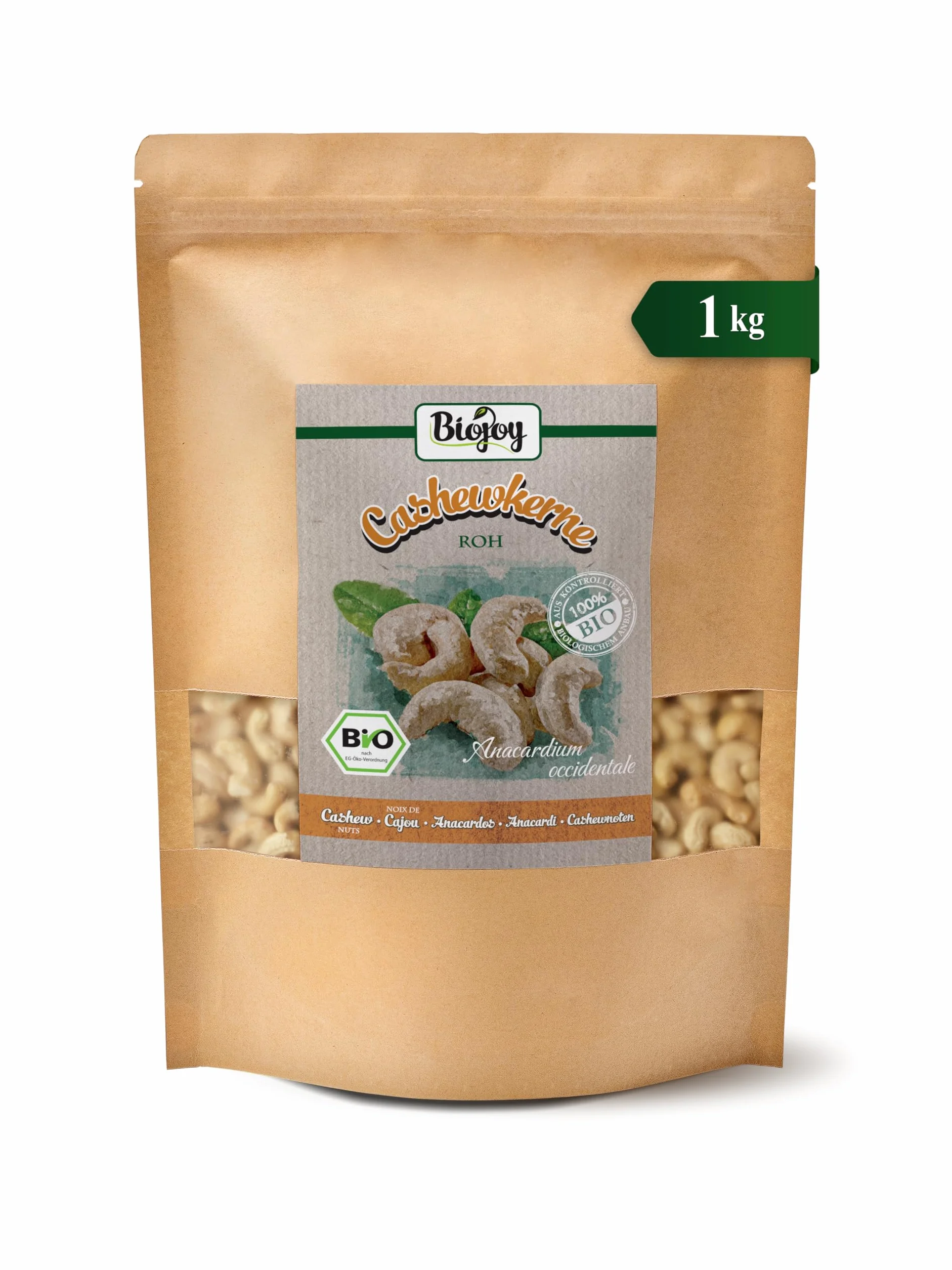 Biojoy Anacardi crudi BIO (1 kg), non salati e naturali (Anacardium occidentale)