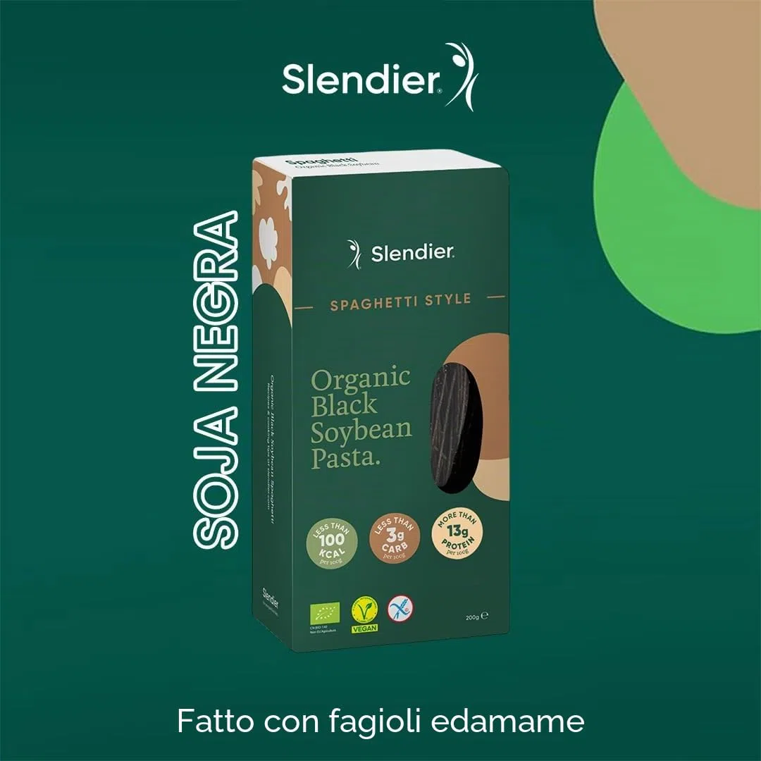 Slendier - Spaghetti di soia biologici | Spaghetti di soia ad alto contenuto proteico | Adatto a cheto e vegani | Senza glutine e grassi | Pasto sano e veloce | Confezione da 6