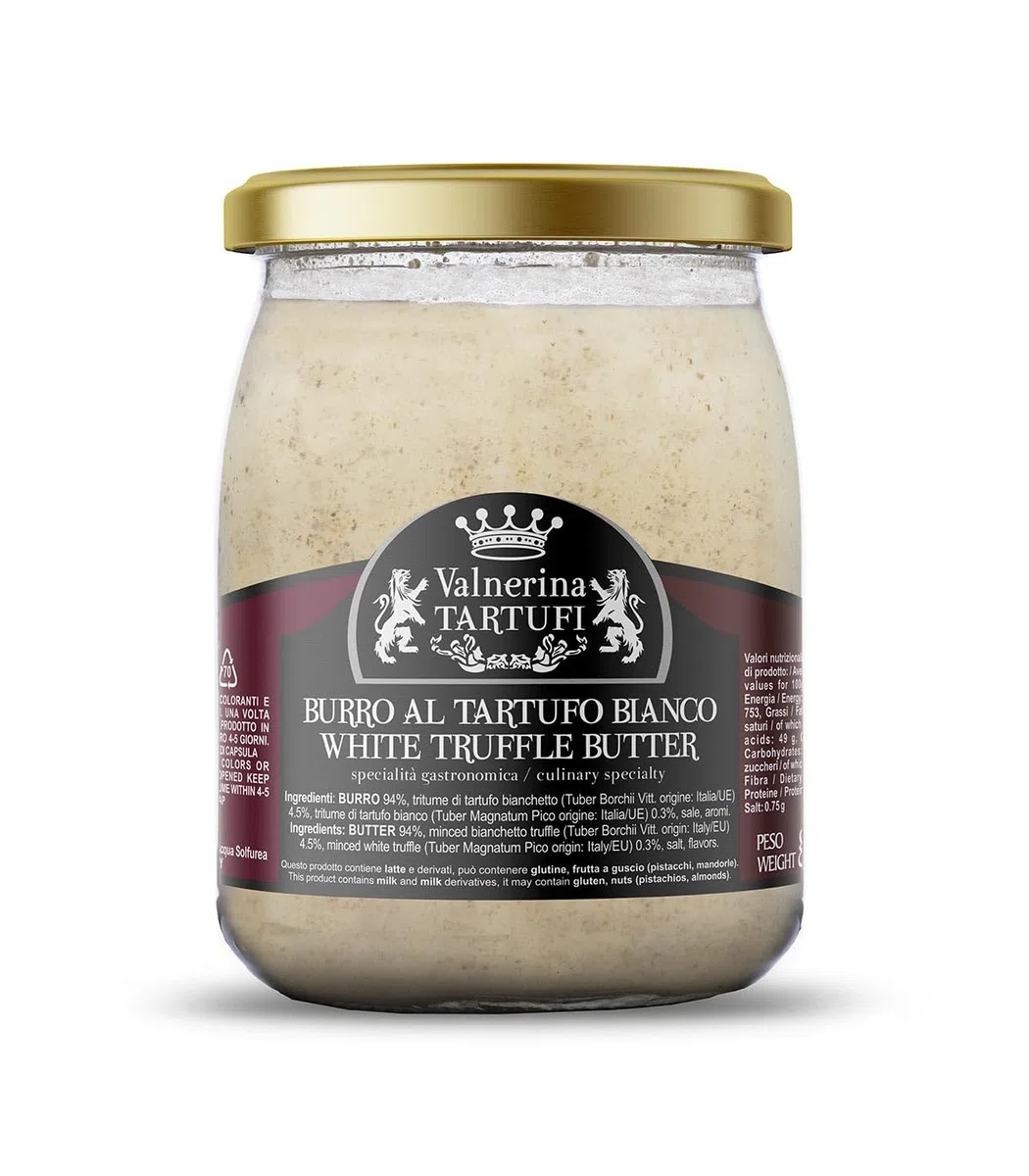 Valnerina Tartufi Burro al Tartufo Bianco | Specialità Gastronomica per Crostini, Bruschetta, Antipasti, Primi e Secondi Piatti | Barattolo 450 gr.