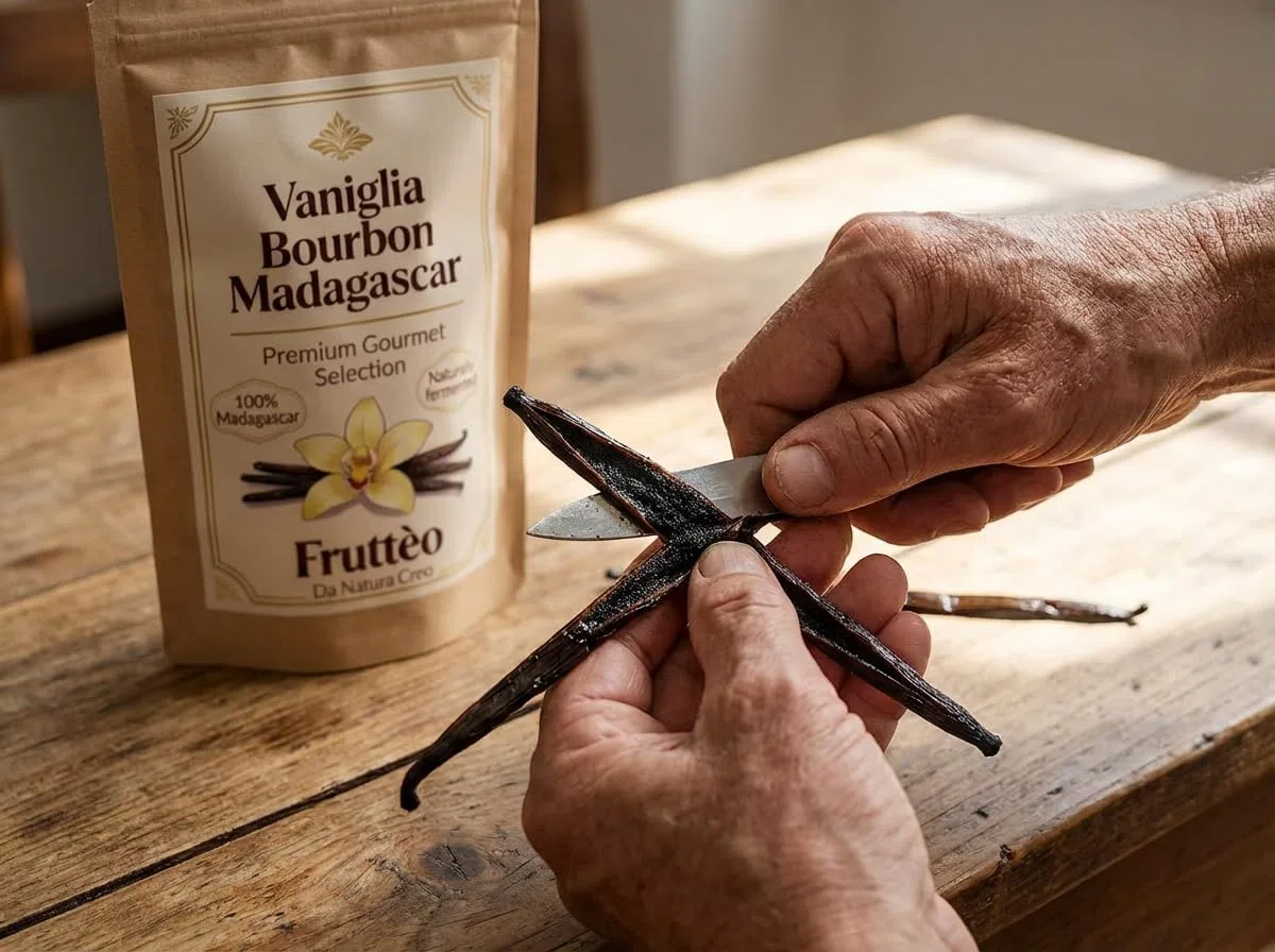 Frutteo - 20 Baccelli di Vaniglia Bourbon XL del Madagascar 16/cm, Qualità Gourmet, Carnosi e Profumati + 1 Baccelli Omaggio, Ideali per Dolci, Gelati, Creme e Ricette Raffinate
