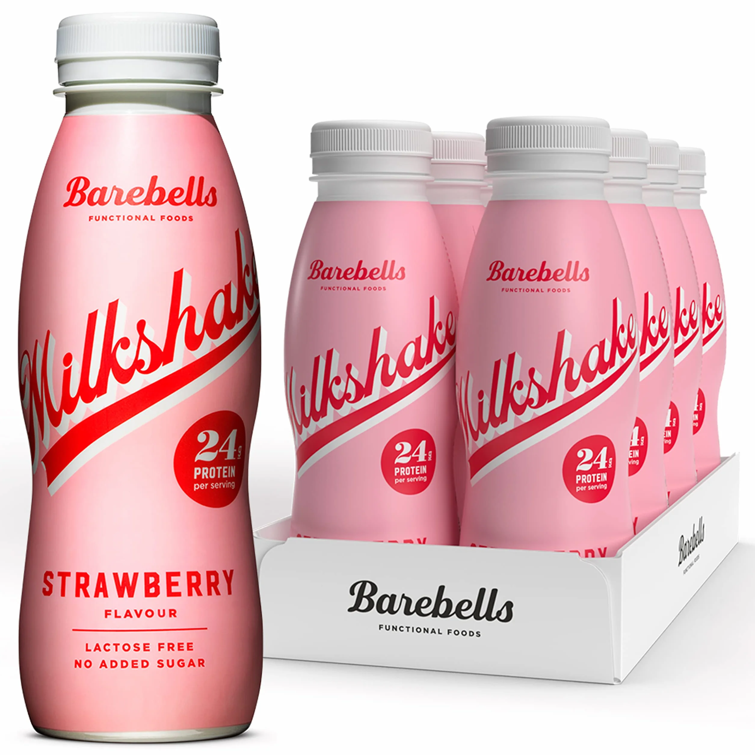 Barebells Frullato d'uovo cremoso – a basso contenuto di zucchero, 24 grammi di proteine per bottiglia, senza lattosio, frullato alla fragola, 8 x 330 ml