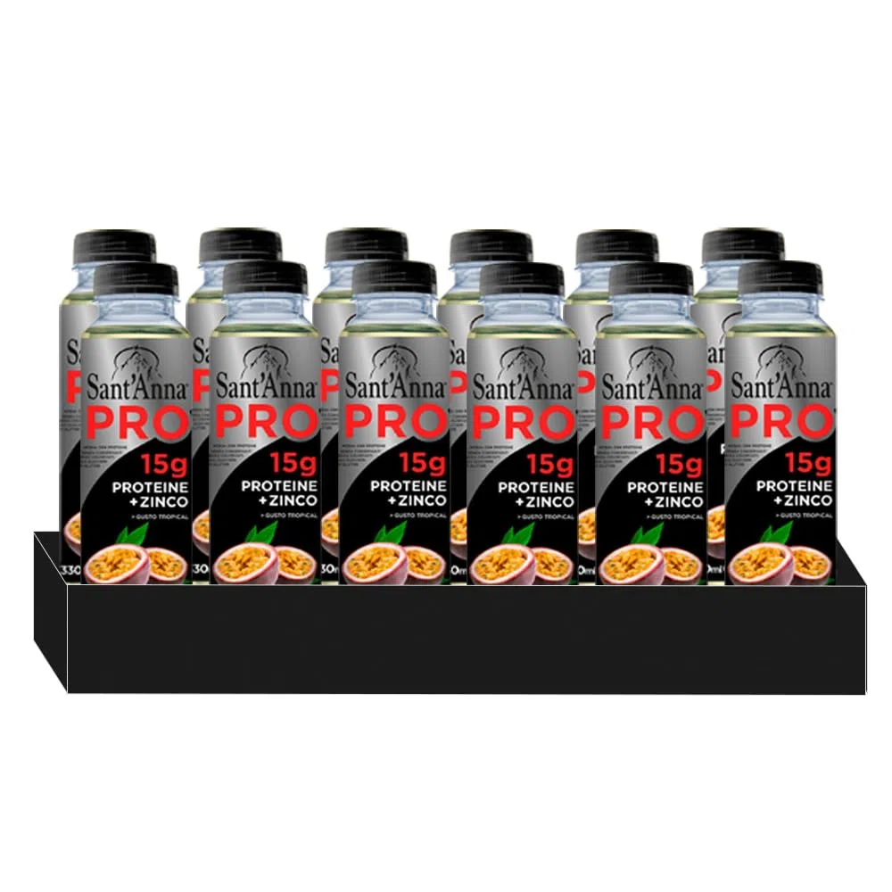 Sant'Anna PRO Tropical 0,33L | confezione 12 Bottiglia | Bevanda Proteica in Acqua Sant'Anna | Alto Contenuto di Proteine | Perfetta per Sportivi, dona Idratazione