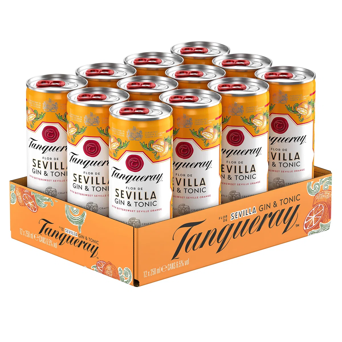 Tanqueray Sevilla - Premix Gin & Tonic, Pack di 12 Lattine da 250 ml