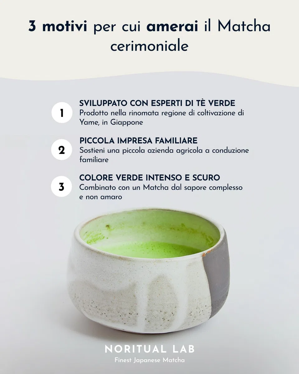 NORITUAL LAB MATCHA – Ceremonial Grade – Originale dal Giappone – rinomata regione di coltivazione sull'isola di Kyushu (40 g)