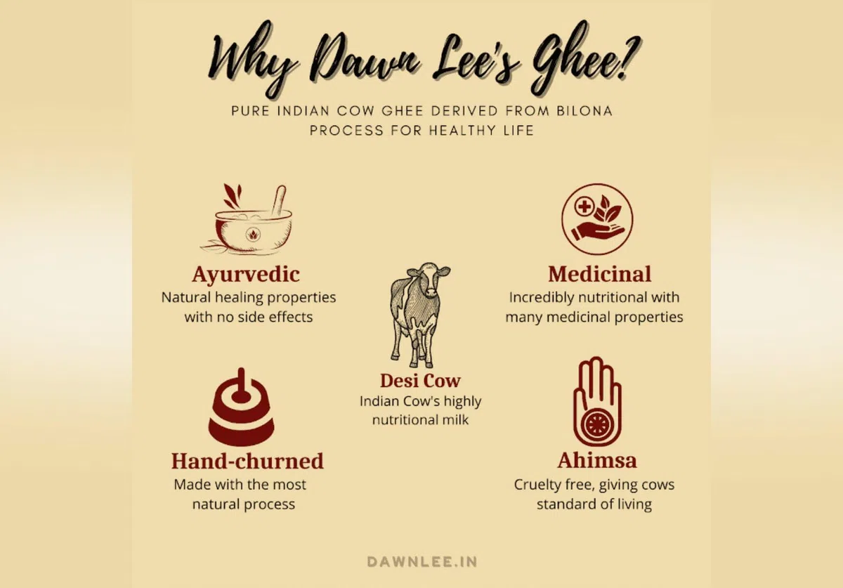 Dawn Lee Ghee Bilona A2 Ghee 250 ml Realizzato con processo di formazione di cagliata, rallentamento delle proprietà curative naturali promuove ossa forti muscoli e digestione fatto a mano puro sano