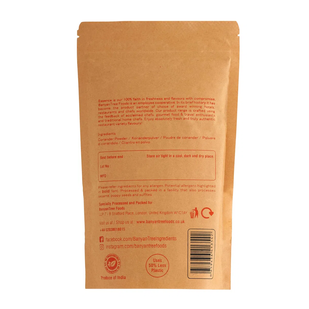 BanyanTree Foods Coriandolo macinato 200g | Coriander Powder 200g