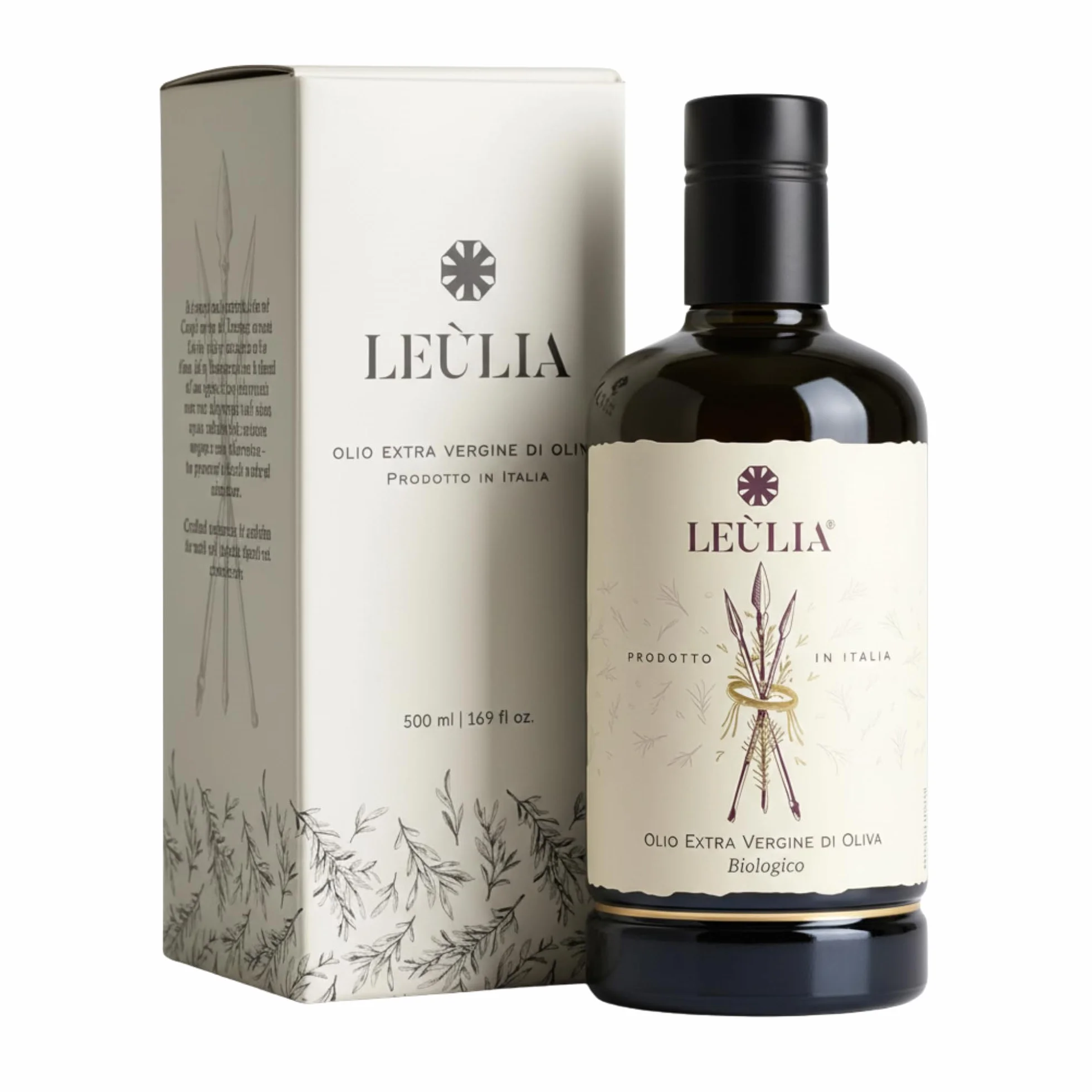 Leùlia Olio Extravergine di Oliva Biologico Italiano 2025-2026 - Bottiglia premium in vetro da 500 ml con astuccio