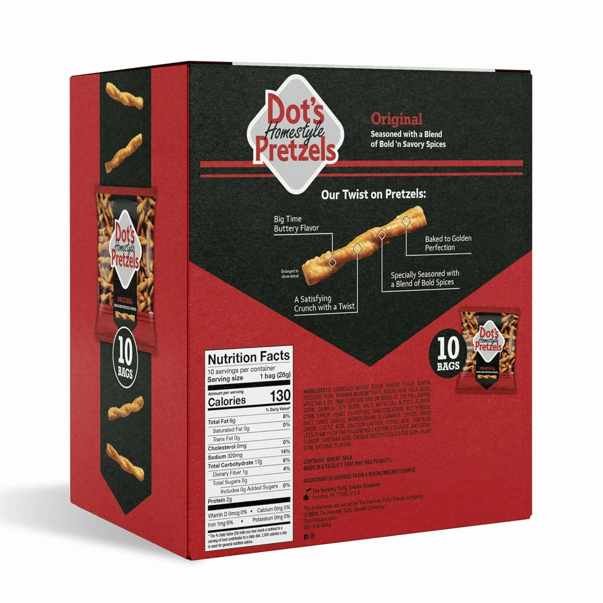 Dot's Pretzel originali stagionati Pretzel Twist, snack sani per bambini, borsa della spesa da 1 oz (10 pezzi)