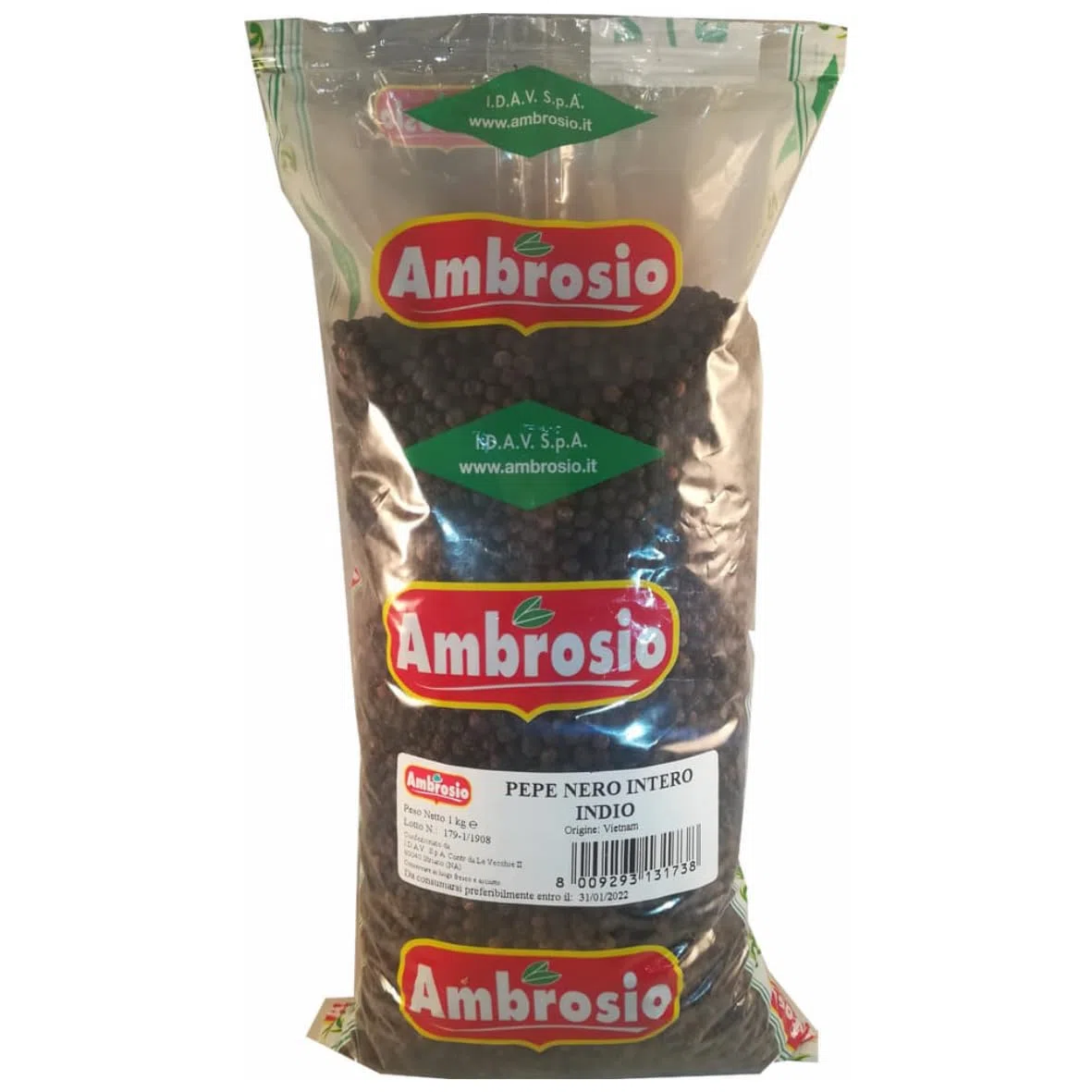 Pepe Nero in Grani Indio Ambrosio Busta da 1 Kg