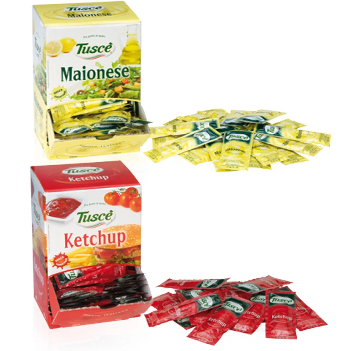 200 BUSTINE DI MAIONESE E KETCHUP IN MONODOSE RIGHETTI TUSCE' MONOPORZIONE SALSE
