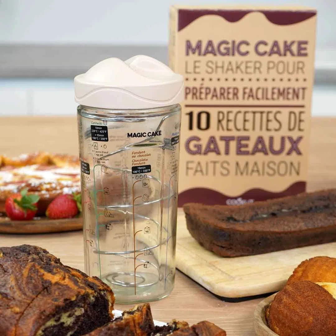 COOKUT - MAGIC CAKE - Lo shaker per 10 facili torte fatte in casa - Nessuna ricetta, nessun robot da cucina, nessuna bilancia, nessuna frusta, solo uno shaker