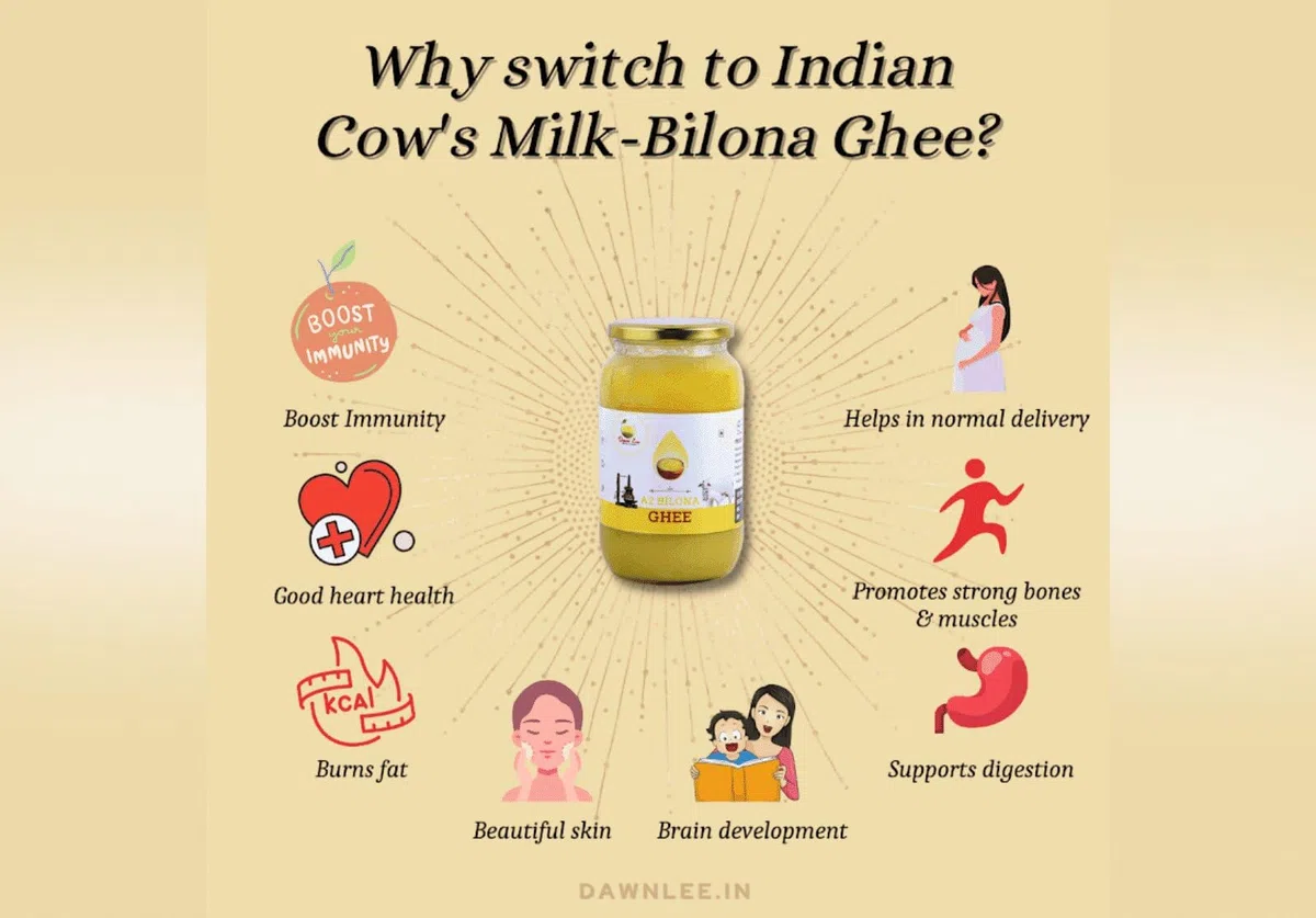 Dawn Lee Ghee Bilona A2 Ghee 250 ml Realizzato con processo di formazione di cagliata, rallentamento delle proprietà curative naturali promuove ossa forti muscoli e digestione fatto a mano puro sano