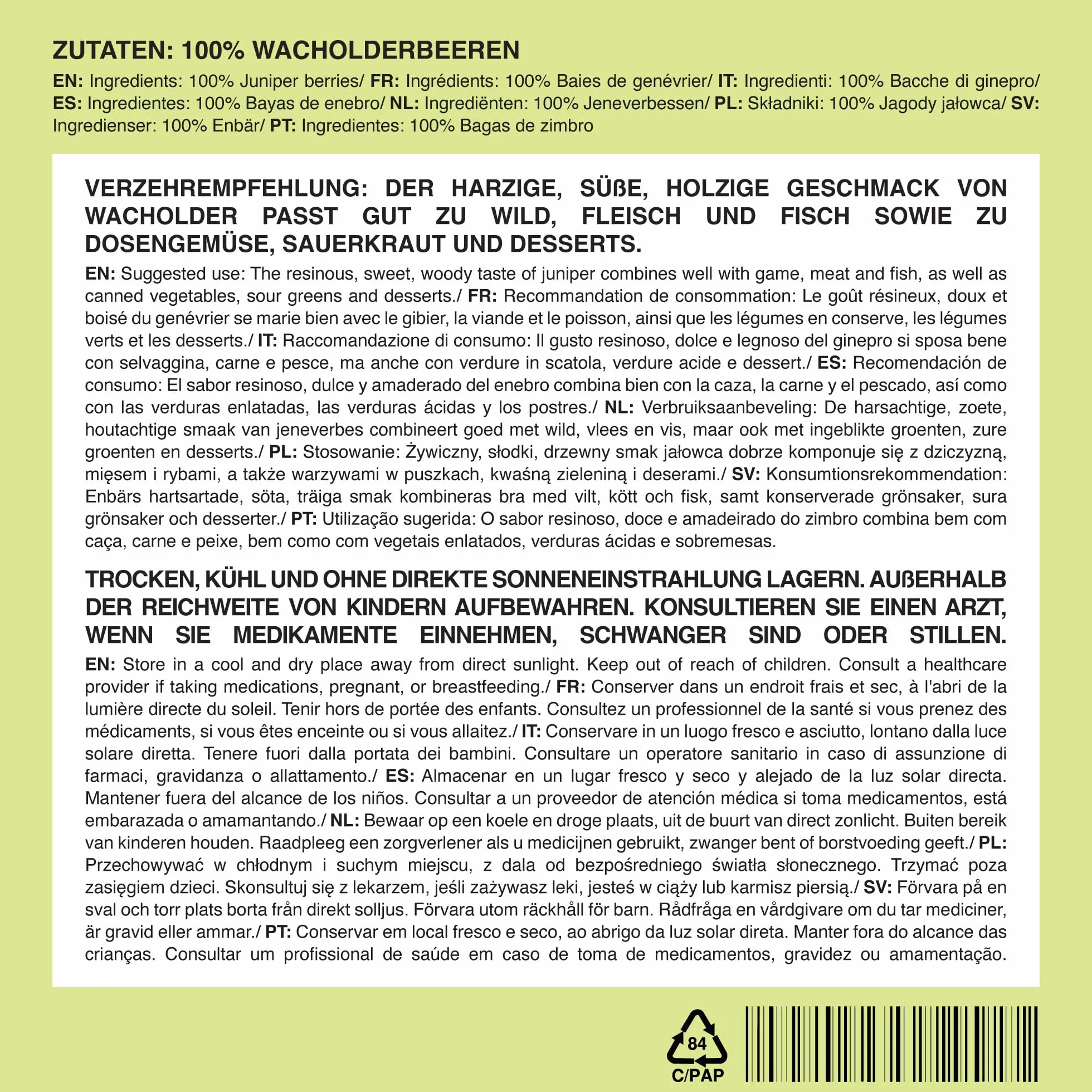 Munchilycious Bacche di Ginepro Essiccate 1kg, Ginepro Bacche Intere senza Zuccheri, Frutta Secca