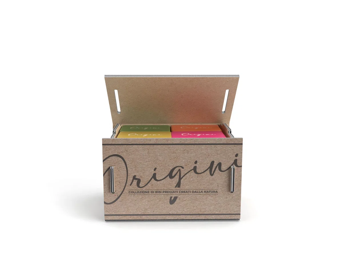 Riso Vignola, Origini, Cofanetto Degustazione Riso, Box Selezione Varietà di Riso Carnaroli e Verelé, Contiene 4 Latte Salvafreschezza da 500gr, Ricettario Incluso