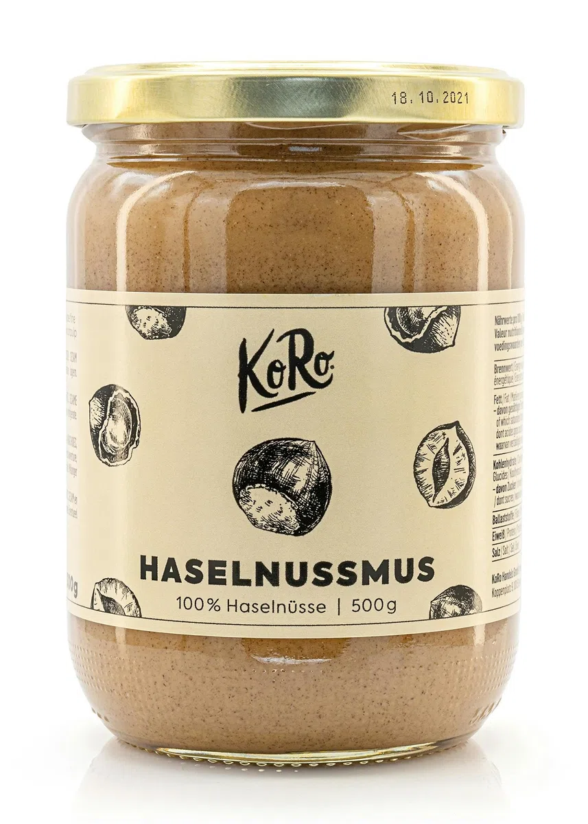 KoRo - Crema di nocciole 2 x 500 g - 100% nocciole - senza zuccheri - vegan - per dolci e gelati - senza olio di palma