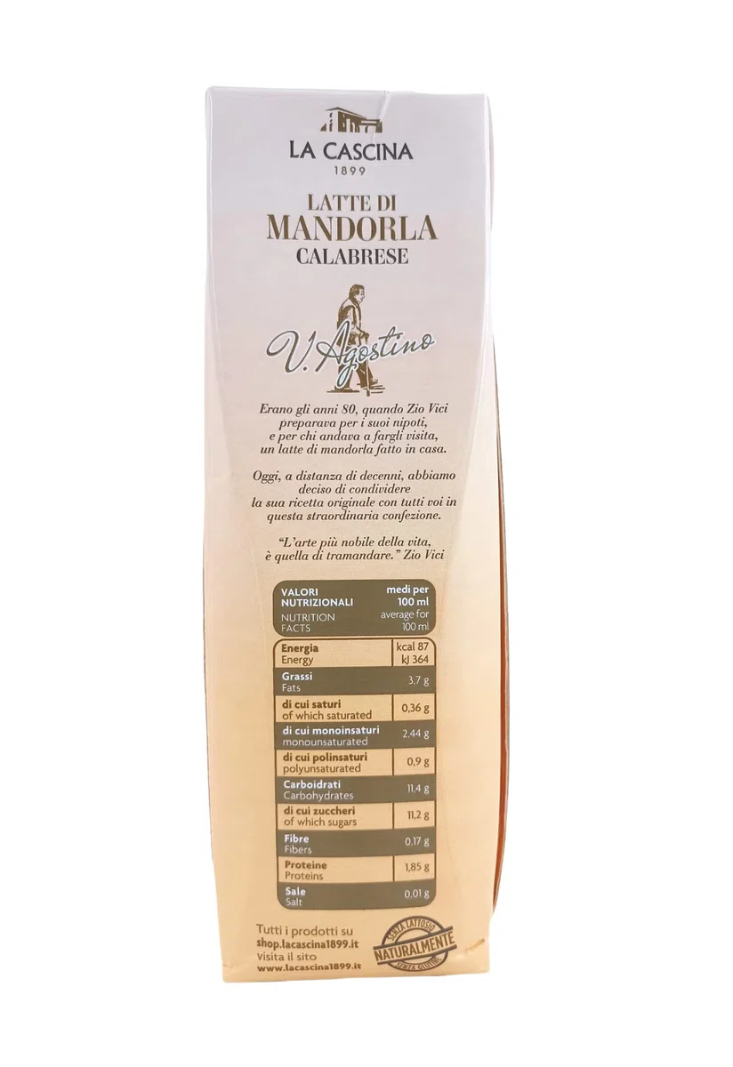 LA CASCINA 1899 Latte di Mandorla Calabrese 1L. 100% Made in Italy
