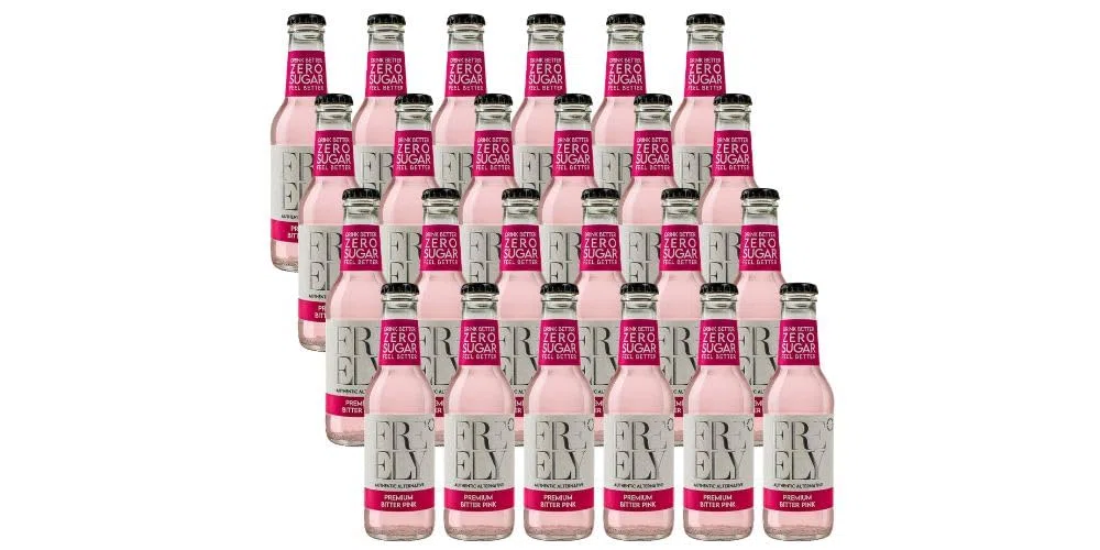 Freely Bitter Pink Analcolico Senza Zucchero – Bevanda Gassata al Pompelmo Rosa, Aperitivo Zero Zuccheri | 24 x 200 ml