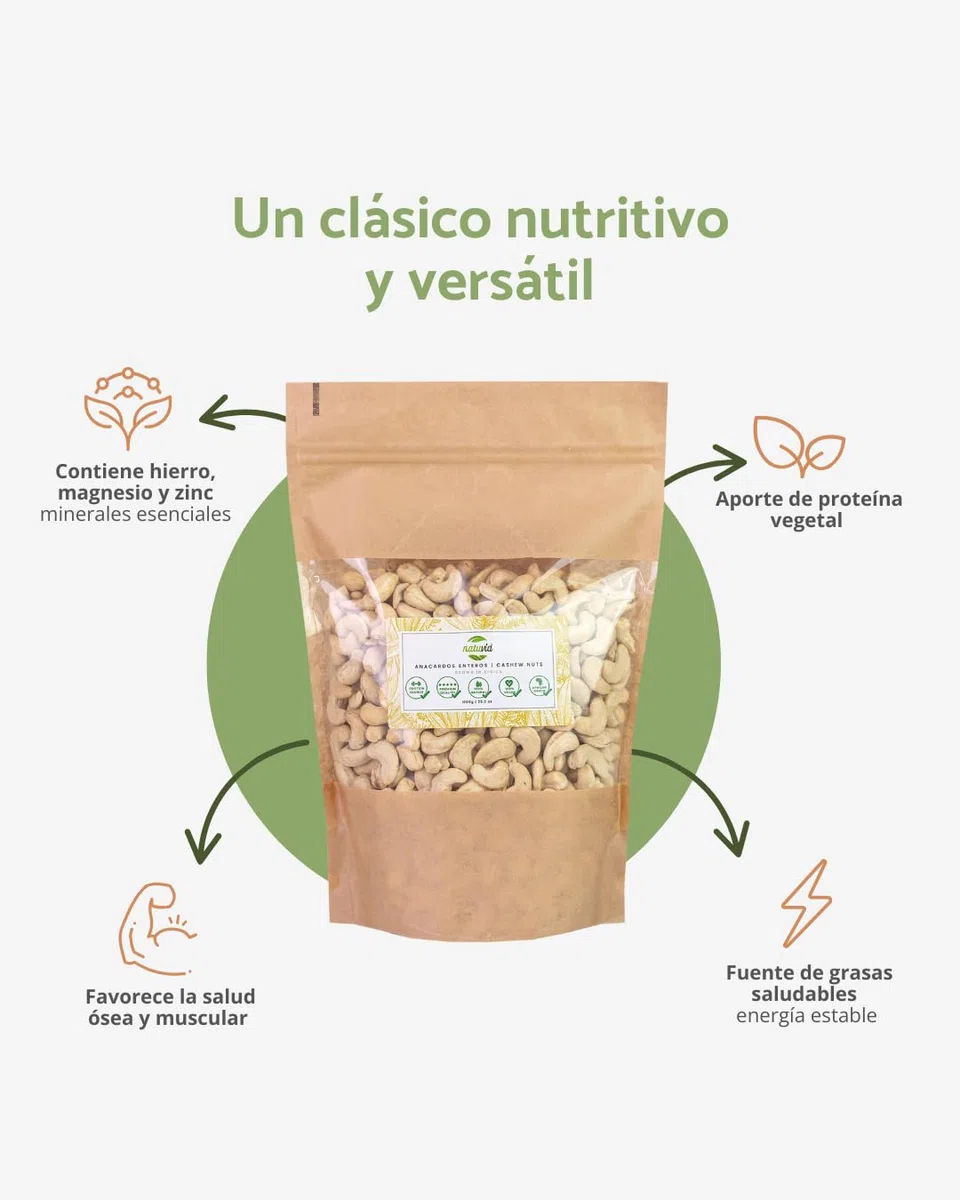 Natuvid Anacardi al Naturale (Interi) | 100% Pura Qualità Cruda (Non Tostati & Non Salati) | Ideali per Cucina Vegana, Formaggi Vegetali & Salse | Vegan