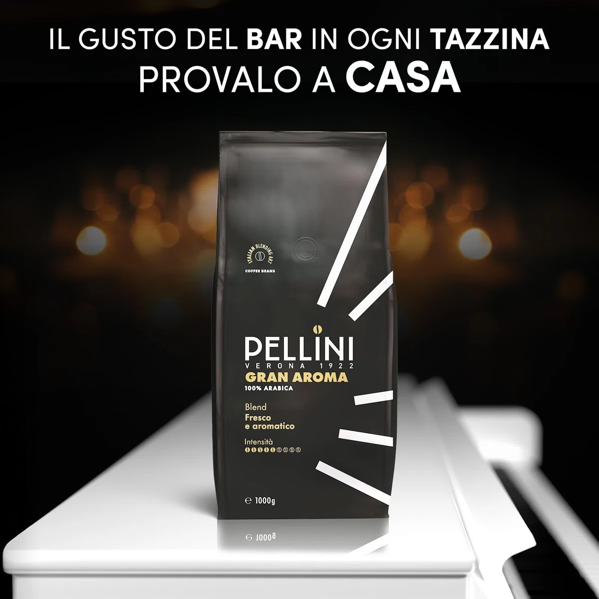 Pellini N.3 Gran Aroma, Caffè in Grani per Espresso 1kg, Miscela 100% Arabica dal Gusto Deciso e Armonioso, Caffè in Chicchi a Tostatura Lenta