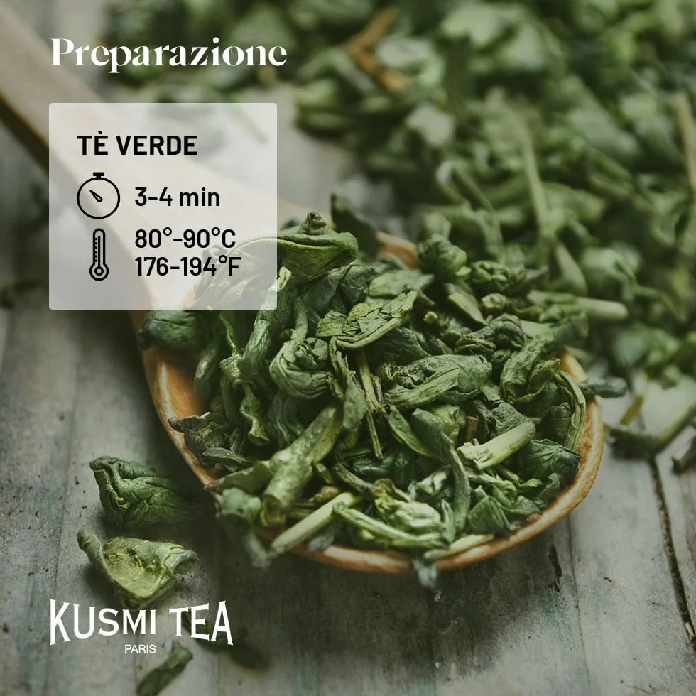 Kusmi Tea - Confezione Regalo di Tè Verdi Biologici Con Infusore - Cofanetto per Uomini e Donne - Verde alla Menta, al Gelsomino - Foglie Sfuse - 5 Scatole in Metallo da 25g