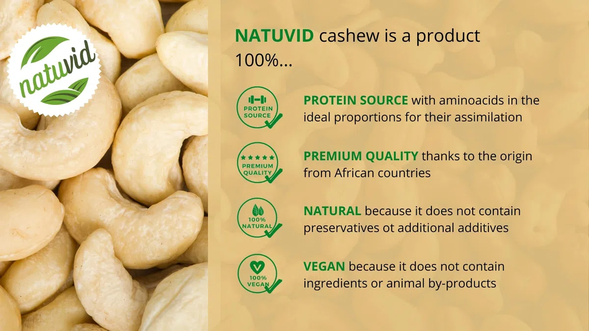 Natuvid Anacardi al Naturale (Interi) | 100% Pura Qualità Cruda (Non Tostati & Non Salati) | Ideali per Cucina Vegana, Formaggi Vegetali & Salse | Vegan
