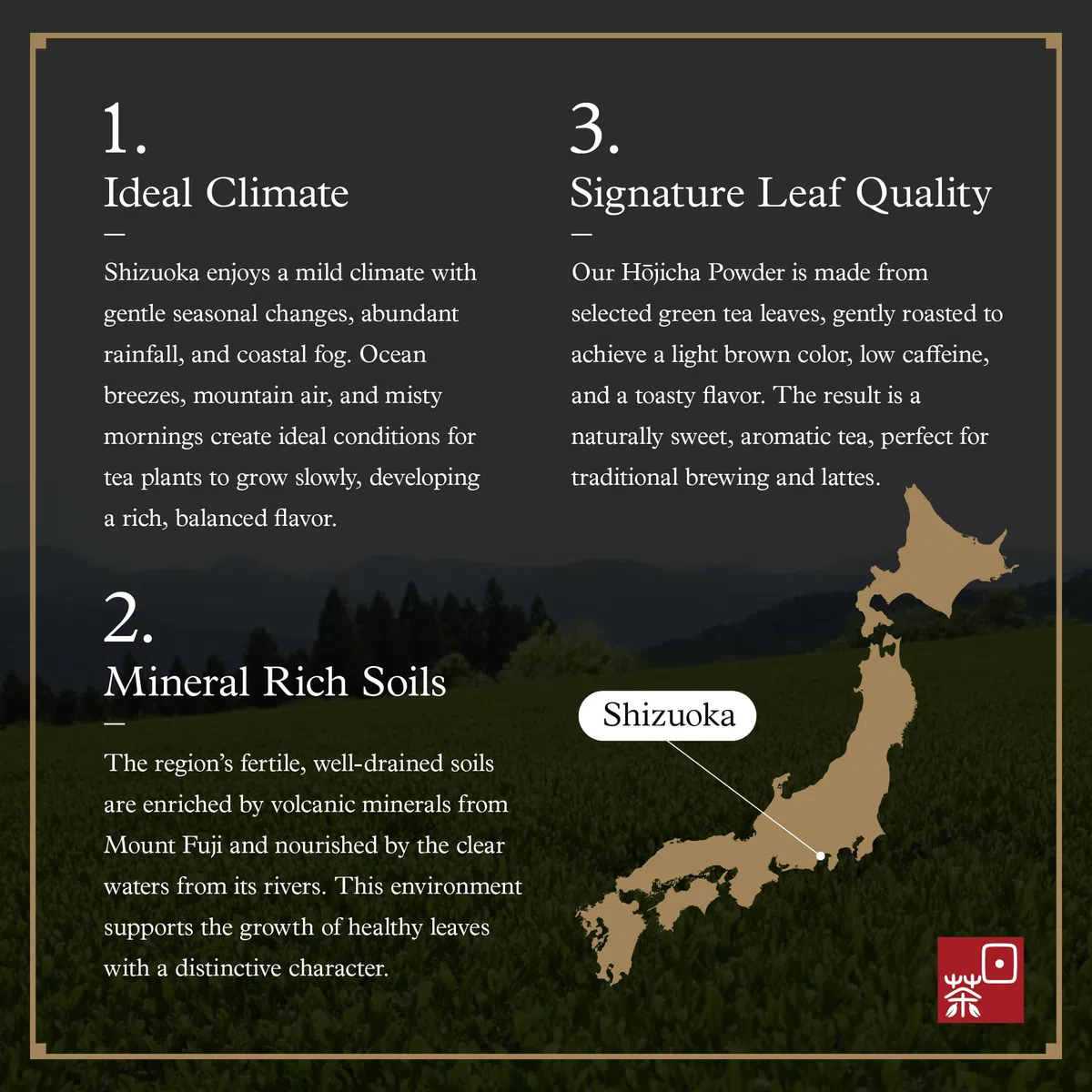 Ocha & Co. Polvere di Hojicha Biologico - Tè Verde Giapponese Tostato per Latte - Miscela di Kukicha e Sencha - Gusto Dolce e Affumicato - Basso Contenuto di Caffeina - 100g