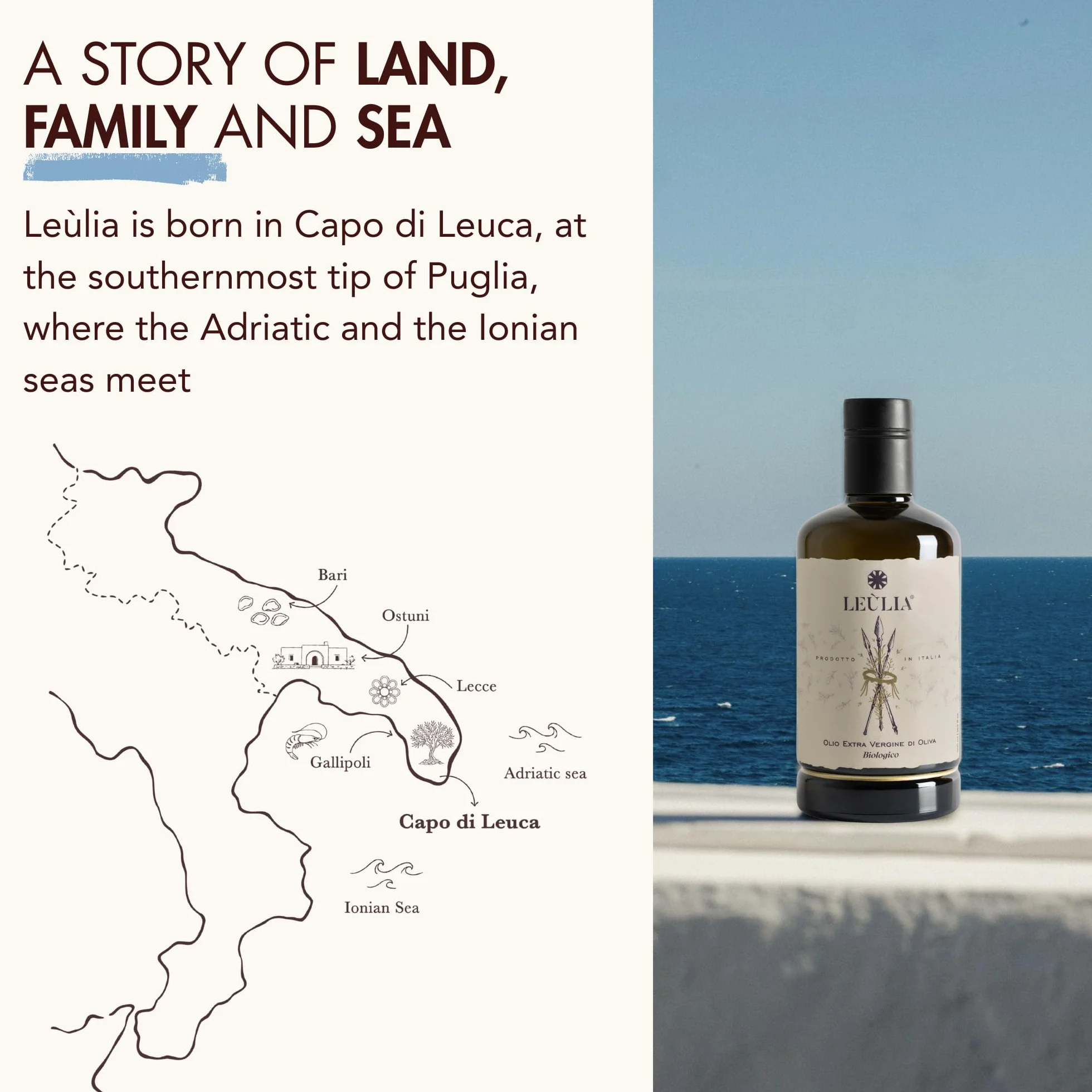Leùlia Olio Extravergine di Oliva Biologico Italiano 2025-2026 - Bottiglia premium in vetro da 500 ml con astuccio