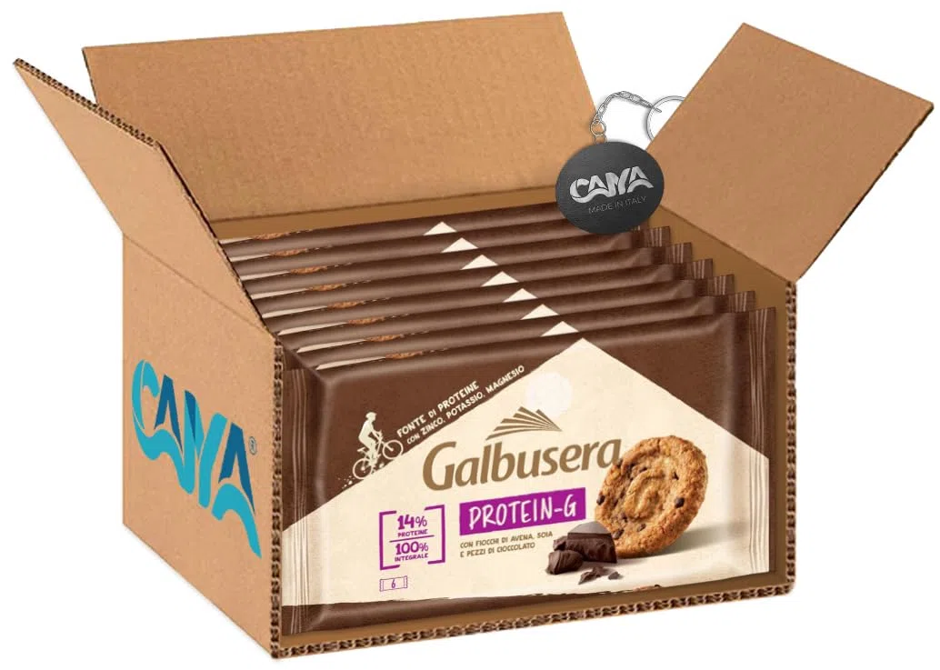 Galbusera Protein-G Biscotti Con Fiocchi D'Avena Granella di Soia e Cioccolato 300g [CAIYA® BOX da 8 Confezioni]