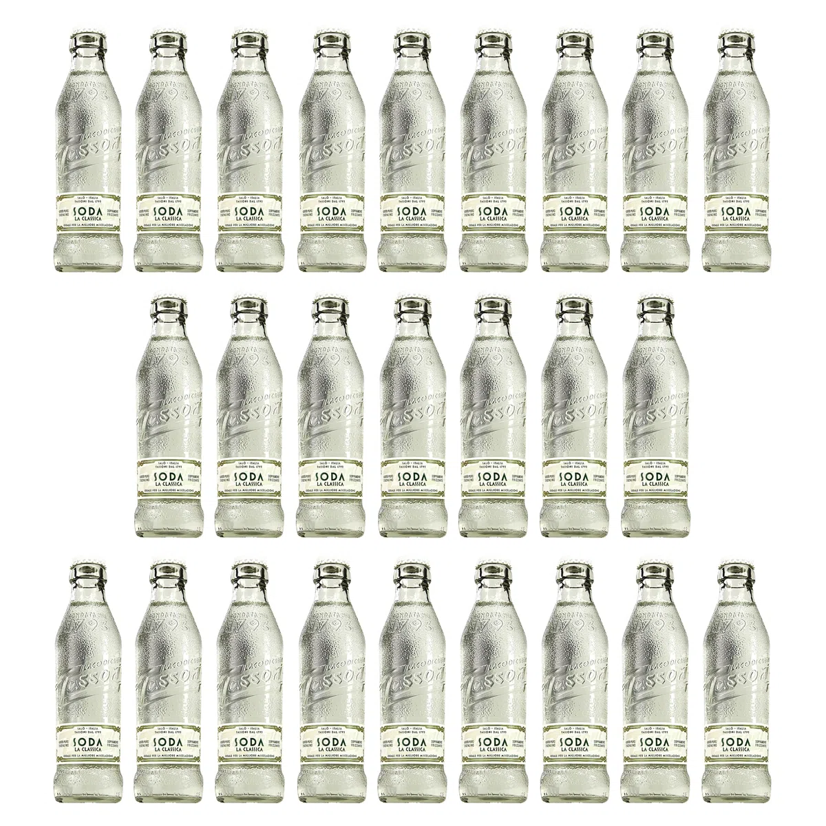 Tassoni Soda La Classica | Bottiglietta in Vetro 18cl x 25 | Confezione da 25 Bottigliette in Vetro da 180ml