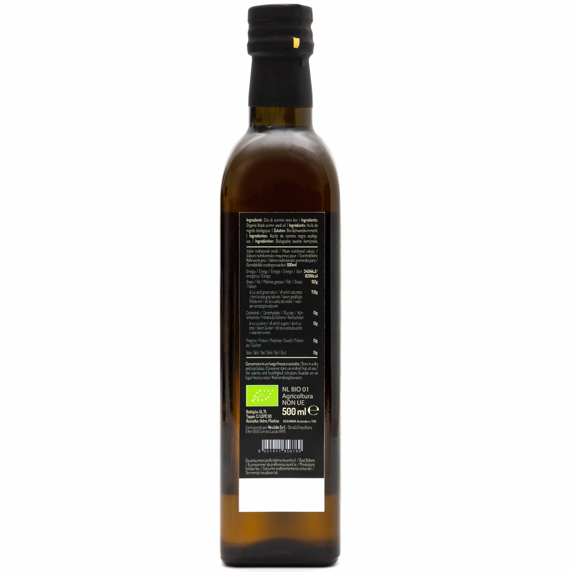 Olio di Semi di Cumino Nero Biologico - 500 ml. Olio di Cumino Nero Biologico da Semi di Cumino Nero o Nigella Sativa.