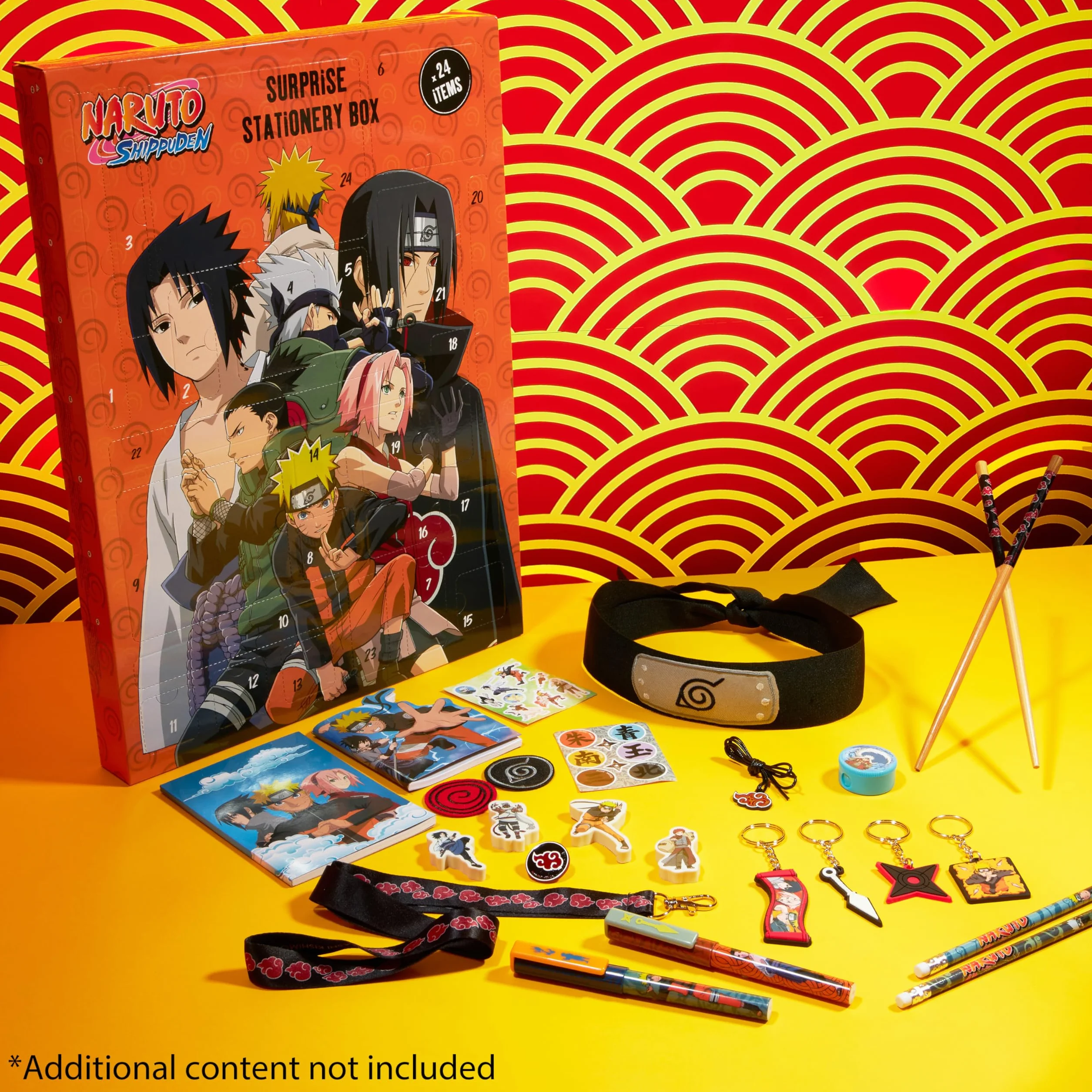 Naruto Calendario Avvento 2025 Cancelleria e Accessori Anime Countdown Natale Calendari Avvento Cartoleria Penne Adesivi Regalo per Bambino (Arancia)