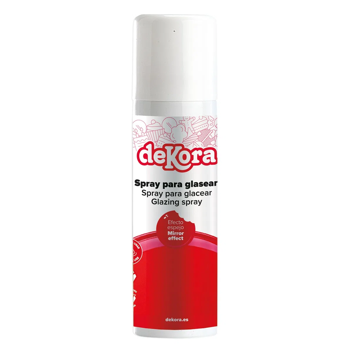 dekora – Spray lucidante per glassatura effetto specchio, ideale per mousse e semifreddi (surgelati), gusto dolce finitura pulita senza colature 280 g